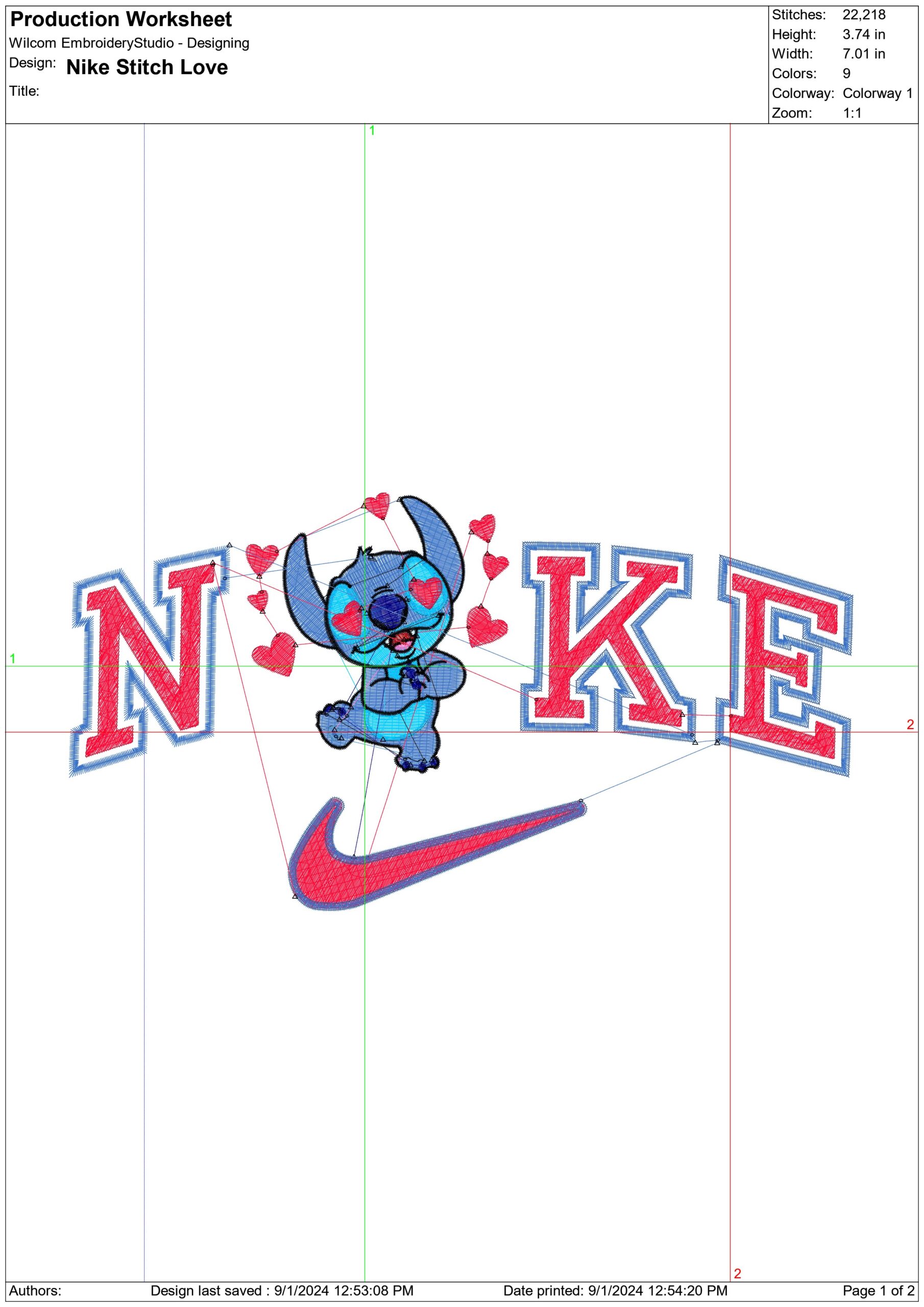 Nike Swoosh Stitch Love - Nike embroidery design file - instant download in a frame — view 2