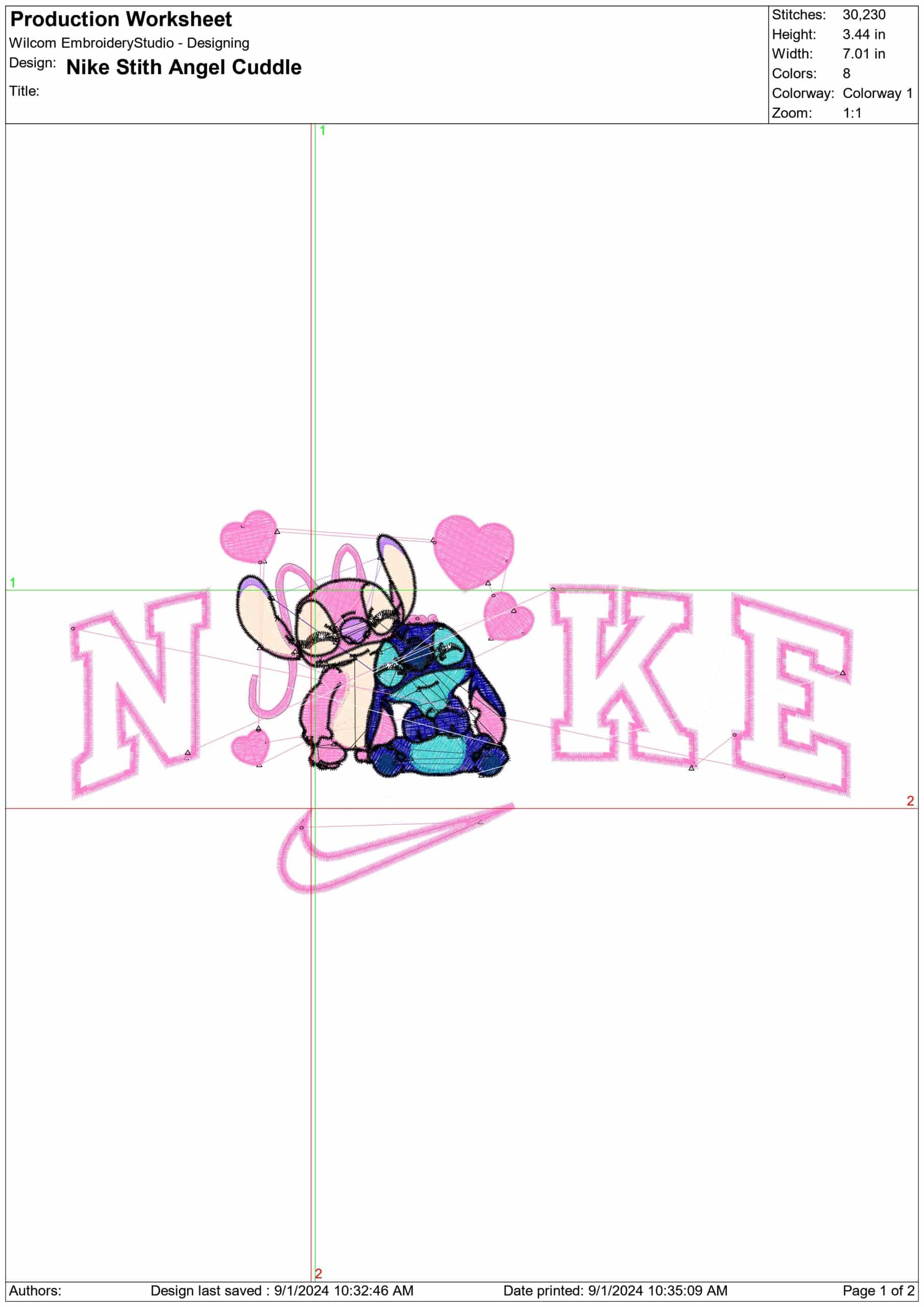 Nike Swoosh Stitch Angel Cuddle - Nike embroidery design file - instant download in a frame — view 2