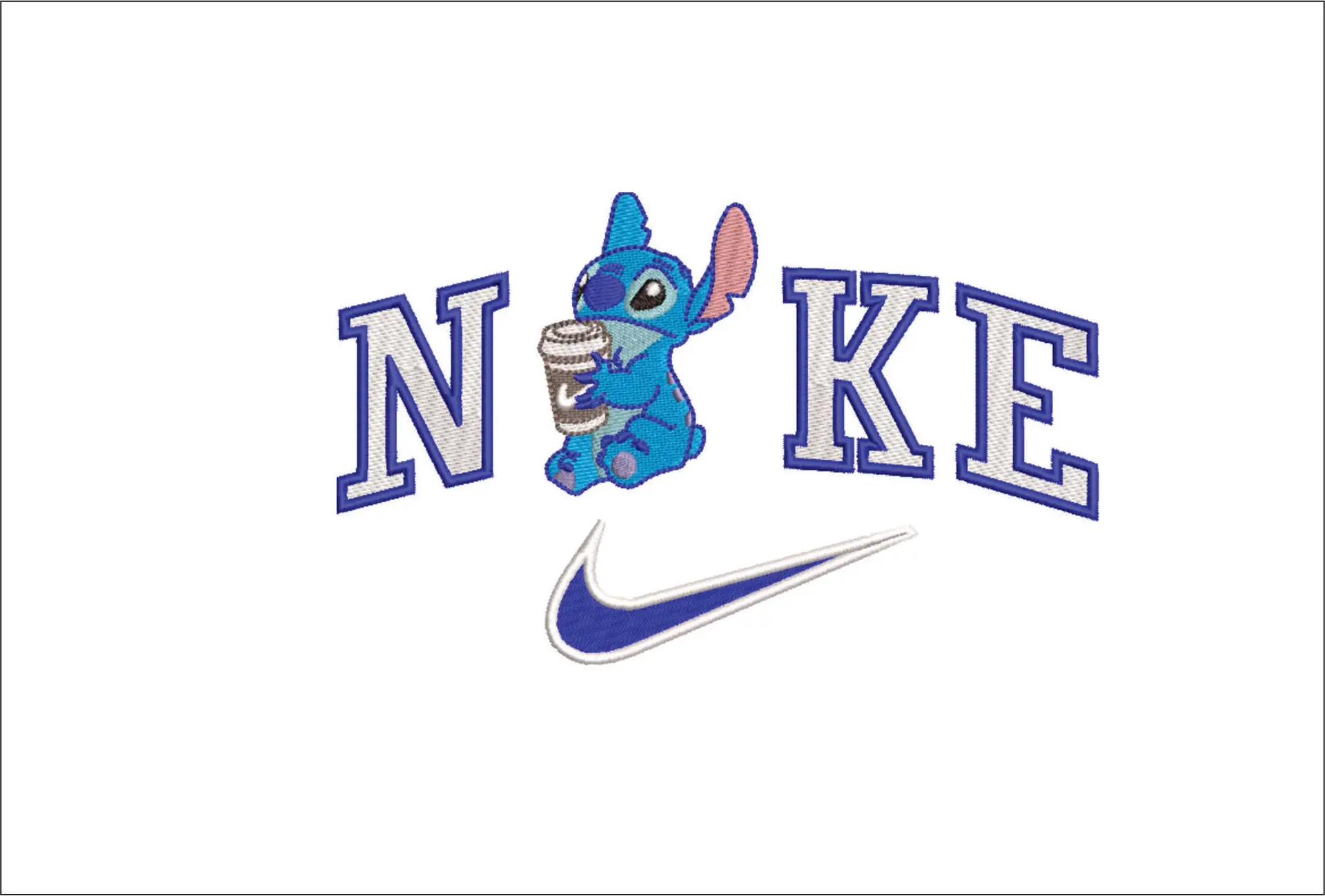 Nike Swoosh Stitch - Nike embroidery design file - instant download in a frame