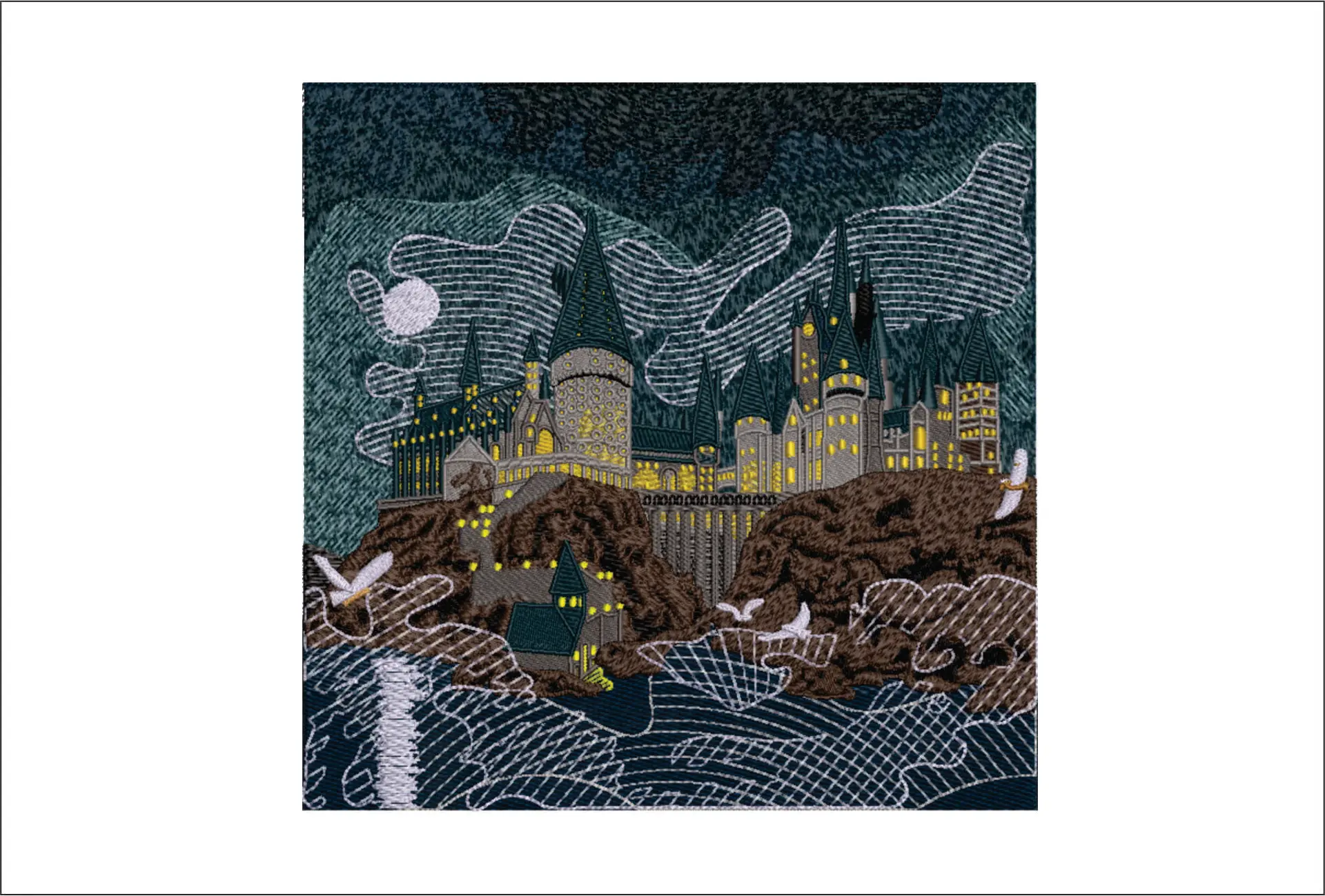 Harry Potter - Hogwarts by Moonlight - Unique Harry Potter Design - High Quality embroidery design file - instant download