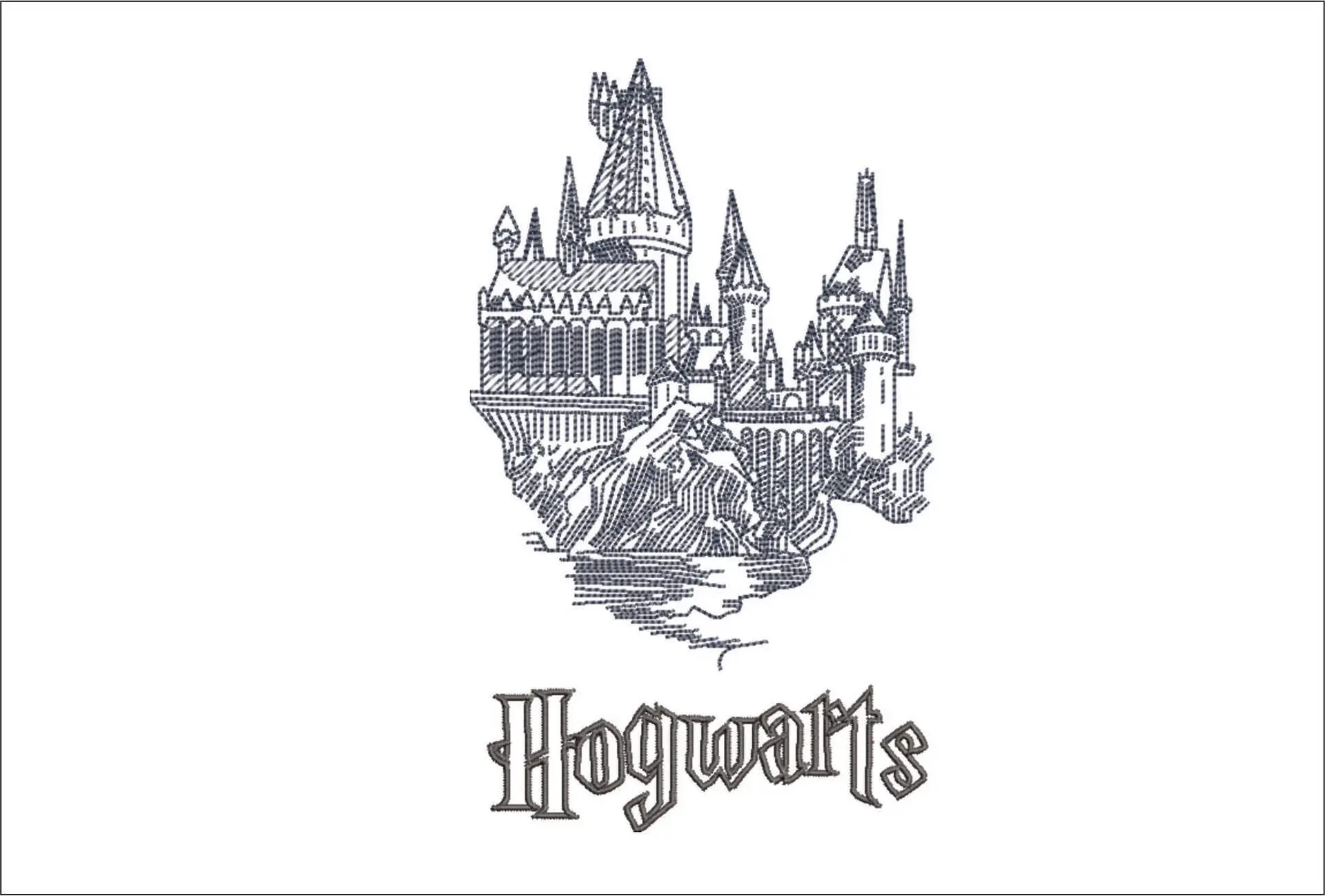Harry Potter Hogwarts outline - Unique Harry Potter Design - High Quality embroidery design file - instant download