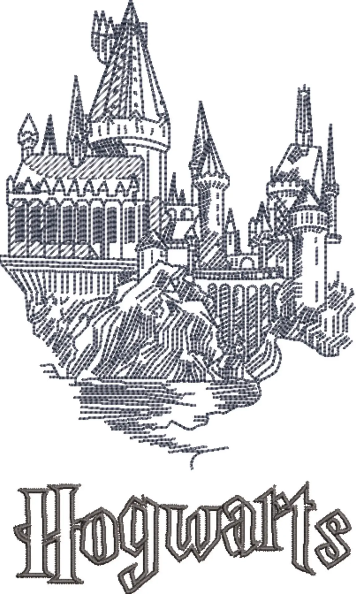 Harry Potter Hogwarts outline - Unique Harry Potter Design - High Quality embroidery design file - instant download — view 3