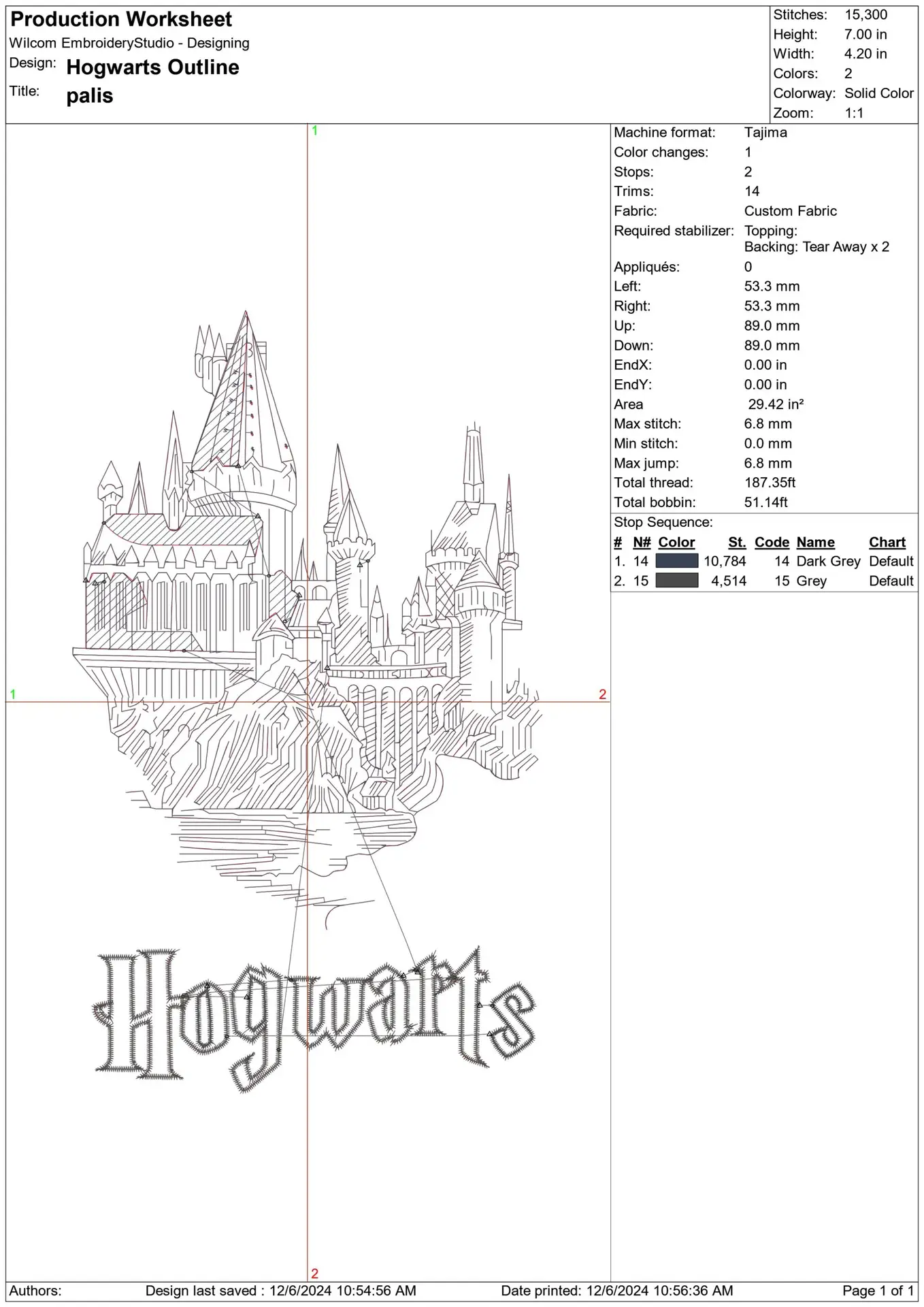 Harry Potter Hogwarts outline - Unique Harry Potter Design - High Quality embroidery design file - instant download — view 2