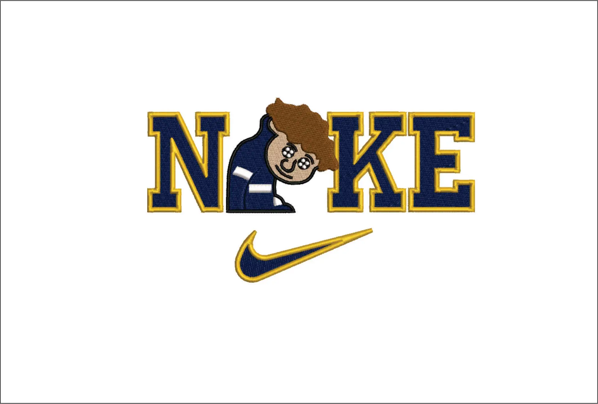 Nike Swoosh Sports Boy - Nike embroidery design file - instant download in a frame
