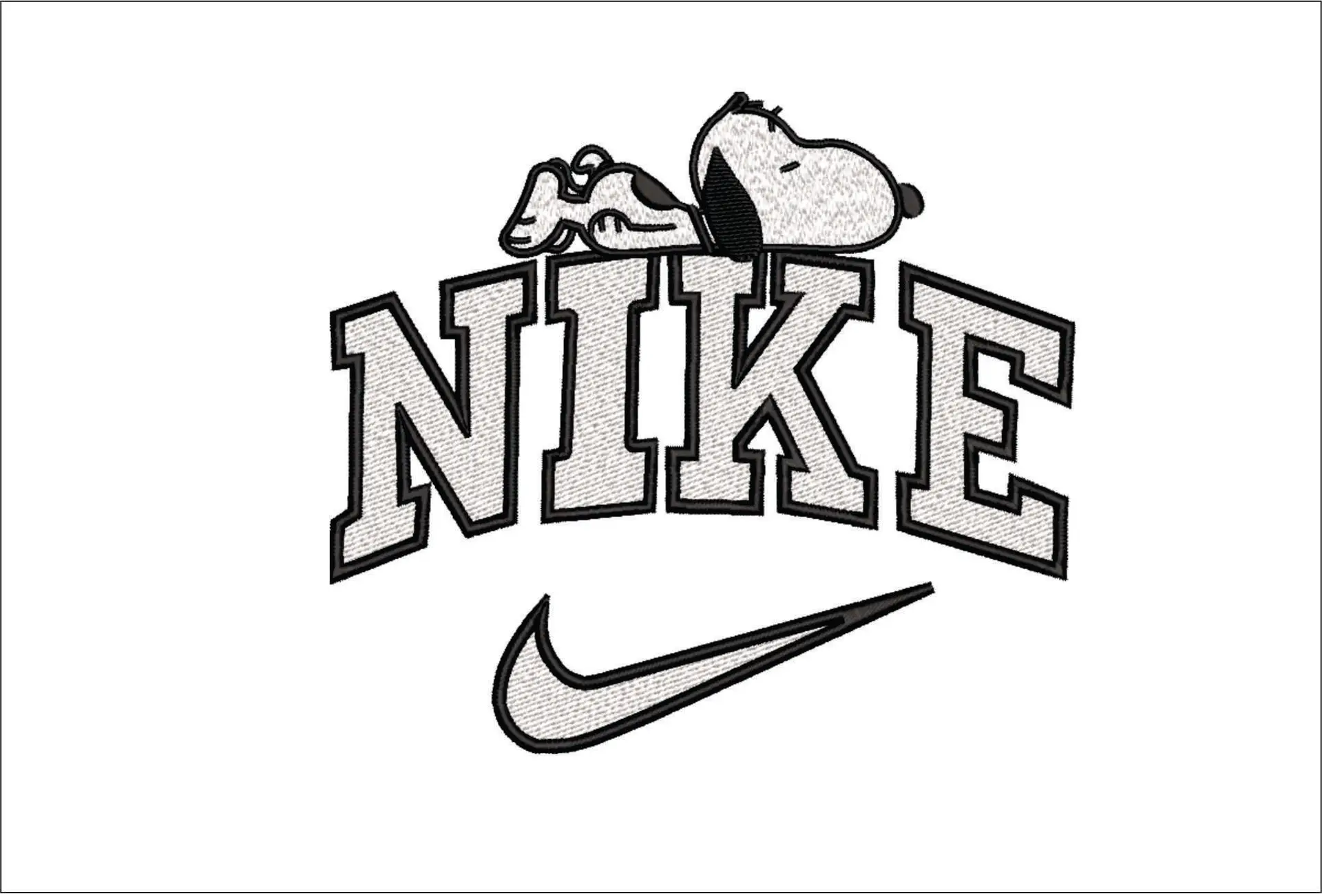 Nike Swoosh Snoopy - Nike embroidery design file - instant download in a frame