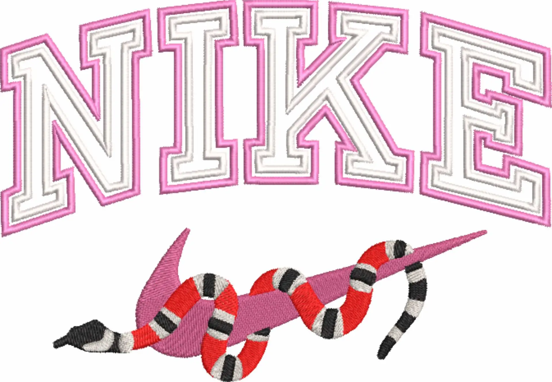 Nike Swoosh Gucci Snake - Nike embroidery design file - instant download in a frame — view 4