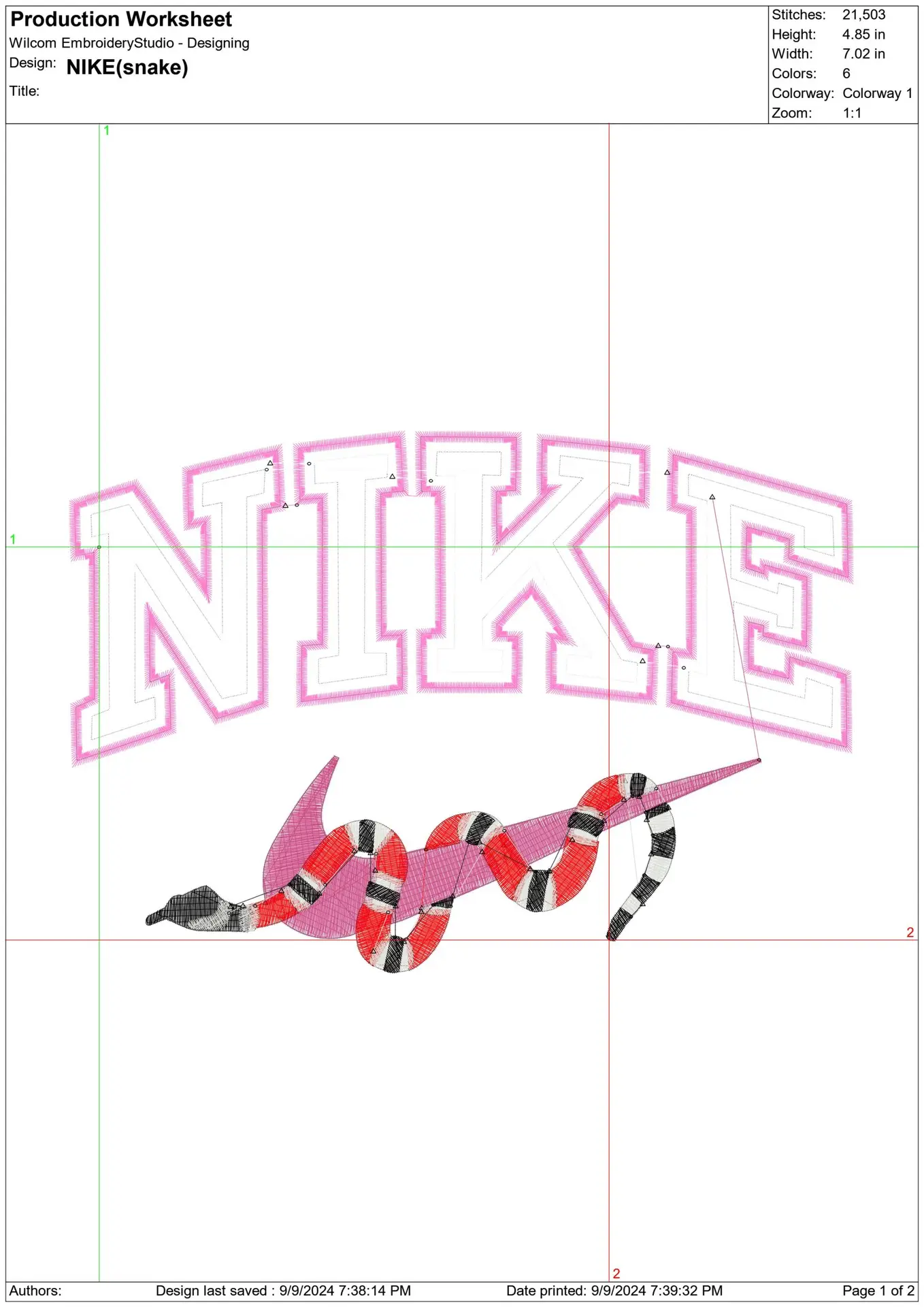 Nike Swoosh Gucci Snake - Nike embroidery design file - instant download in a frame — view 2