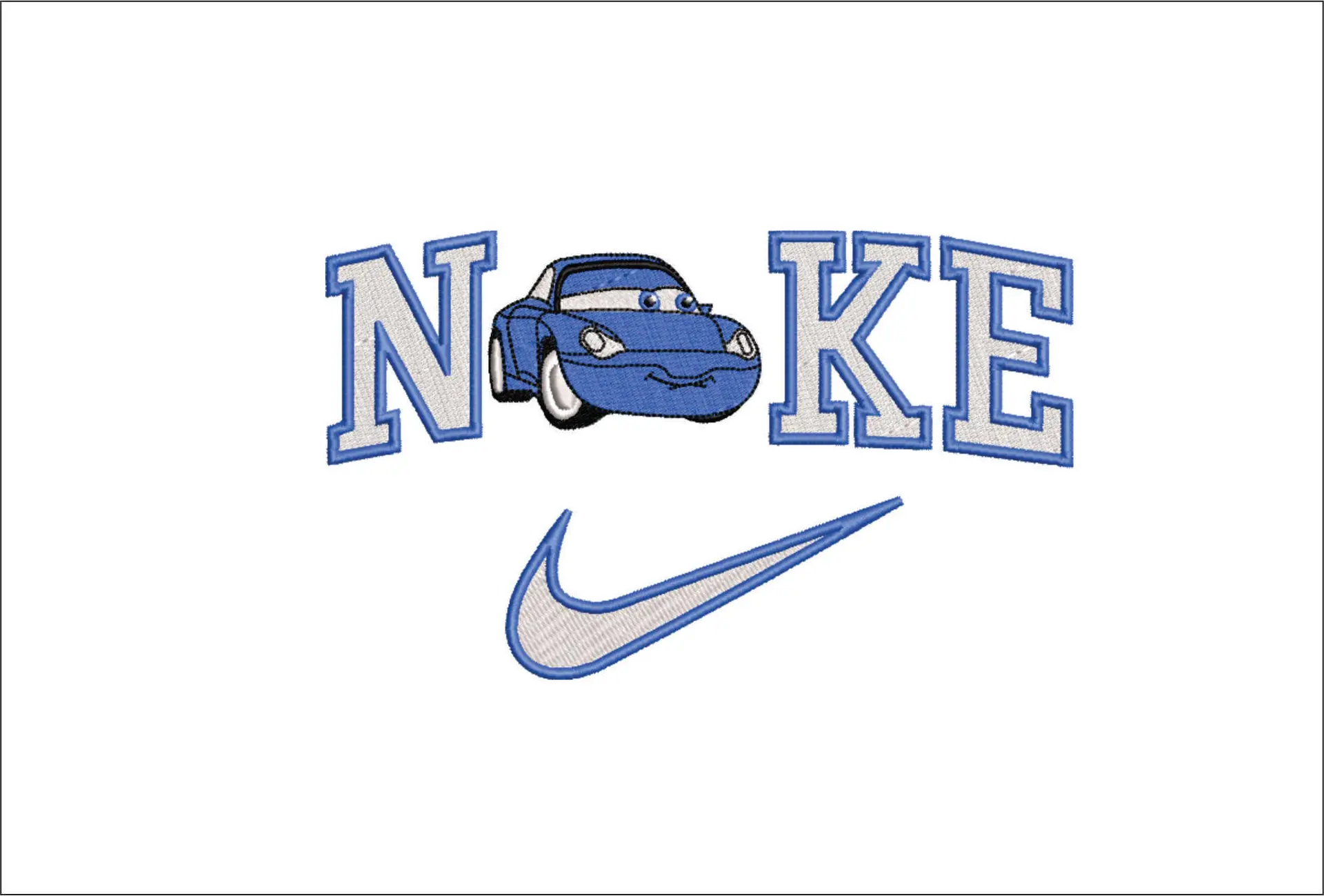 Nike Swoosh Cars - Sally Carrera - Nike embroidery design file - instant download in a frame