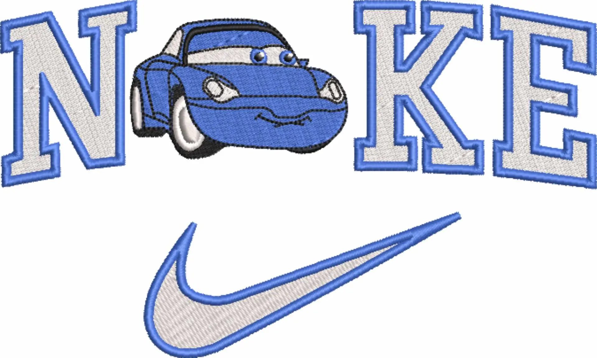 Nike Swoosh Cars - Sally Carrera - Nike embroidery design file - instant download in a frame — view 4