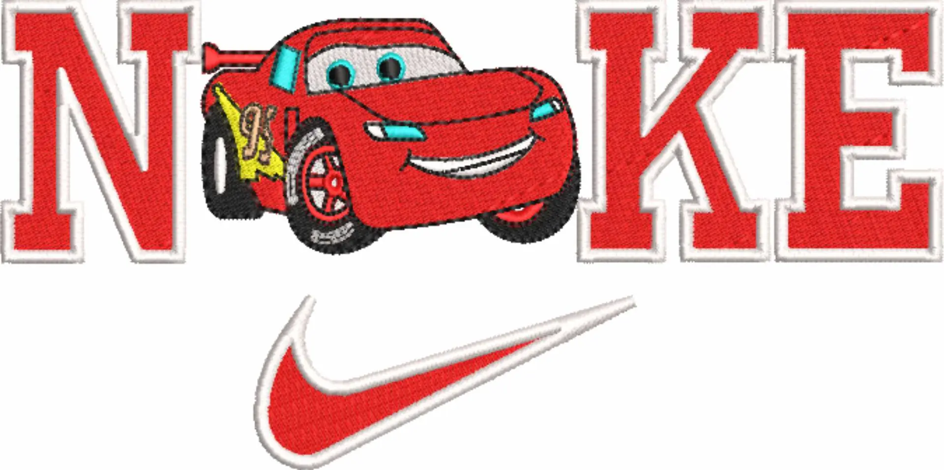 Nike Swoosh Cars - Lightning McQueen - Nike embroidery design file - instant download in a frame — view 4