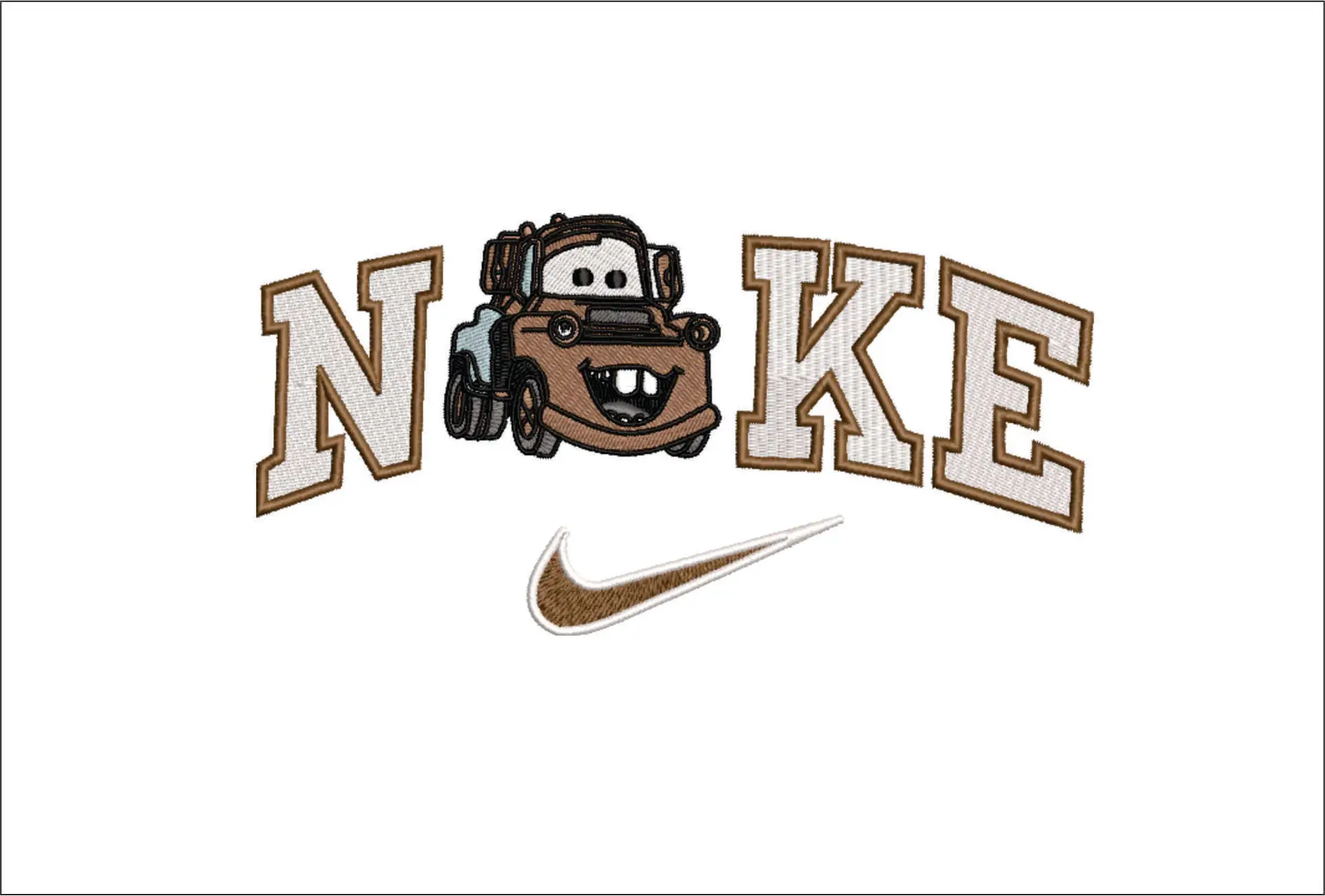 Nike Swoosh Cars - Mater Tow Truck - Nike embroidery design file - instant download in a frame