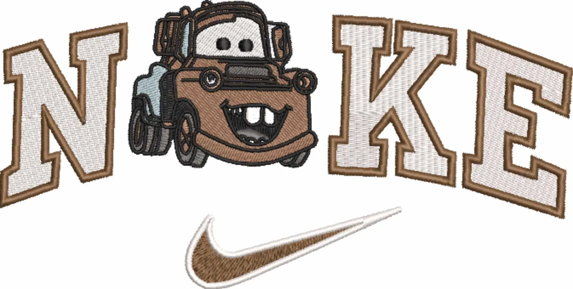 Nike Swoosh Cars - Mater Tow Truck - Nike embroidery design file - instant download in a frame — view 4