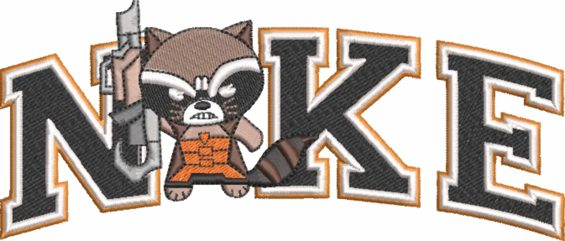 Nike Swoosh Guardians of the Galaxy - Rocket Raccoon - Nike embroidery design file - instant download — view 4