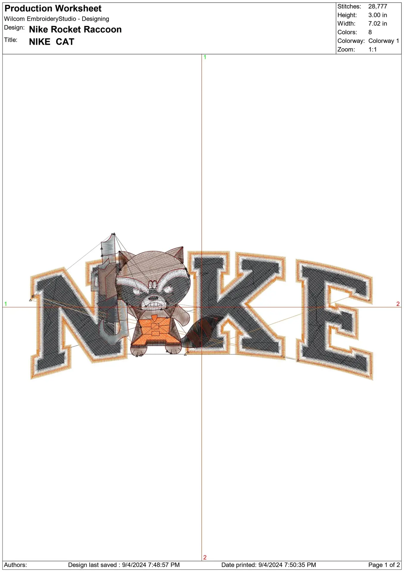 Nike Swoosh Guardians of the Galaxy - Rocket Raccoon - Nike embroidery design file - instant download — view 2