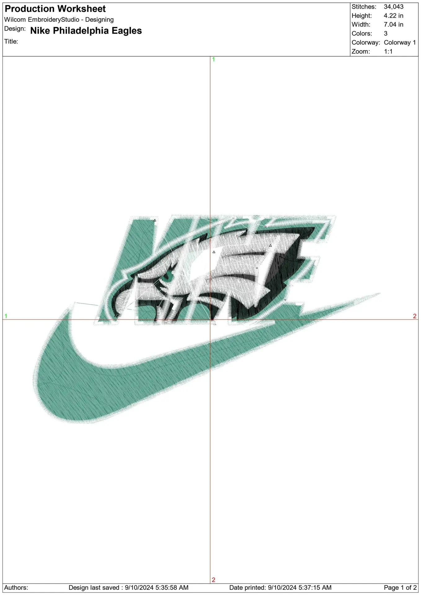 Nike Swoosh Philadelphia Eagles - Nike embroidery design file - instant download — view 2