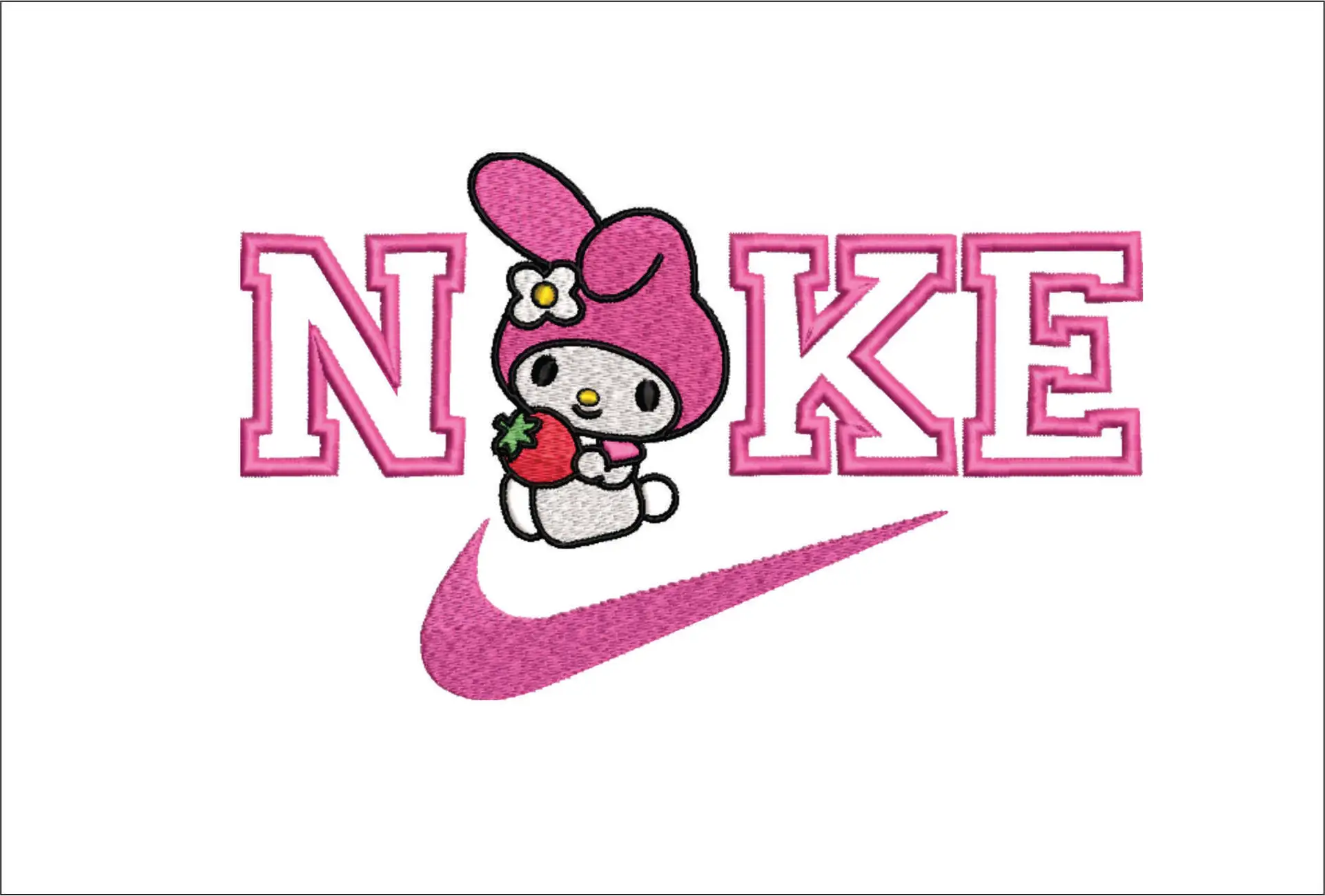 Nike Swoosh My Melody Sitting - Nike embroidery design file - instant download