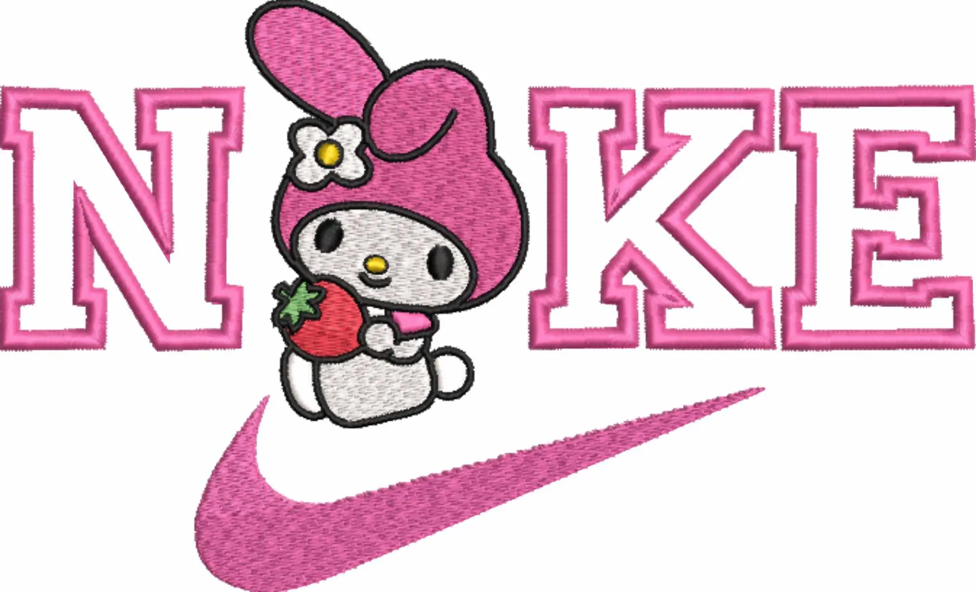 Nike Swoosh My Melody Sitting - Nike embroidery design file - instant download — view 4