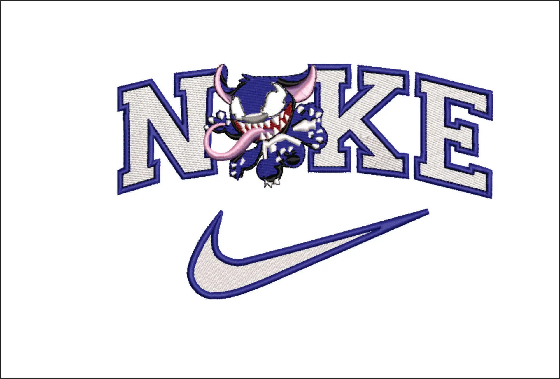 Nike Swoosh Psyhco Stitch - Nike embroidery design file - instant download in a frame