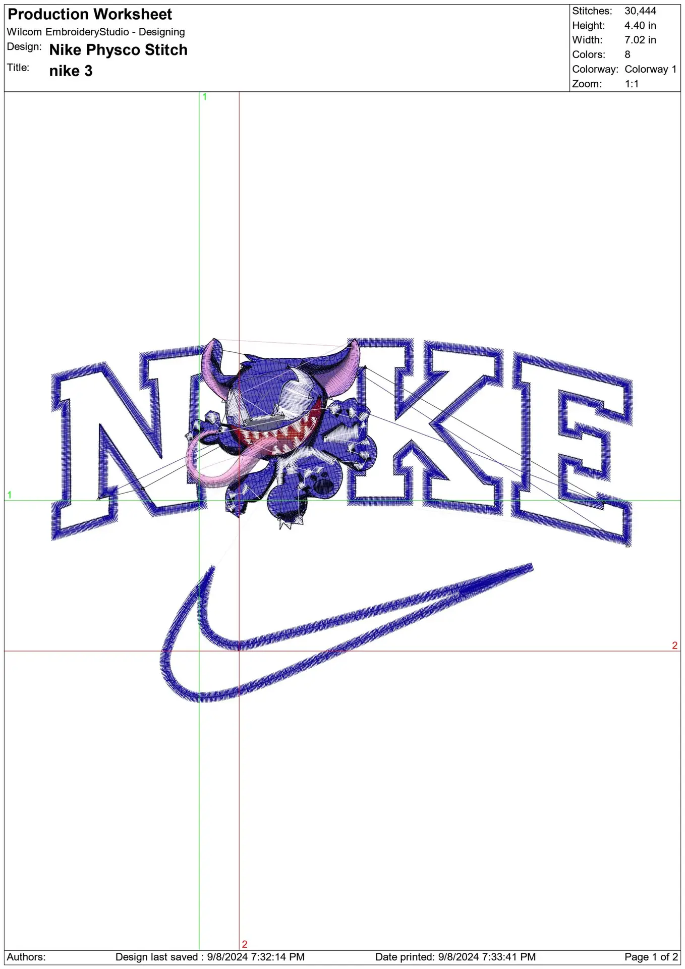 Nike Swoosh Psyhco Stitch - Nike embroidery design file - instant download in a frame — view 2