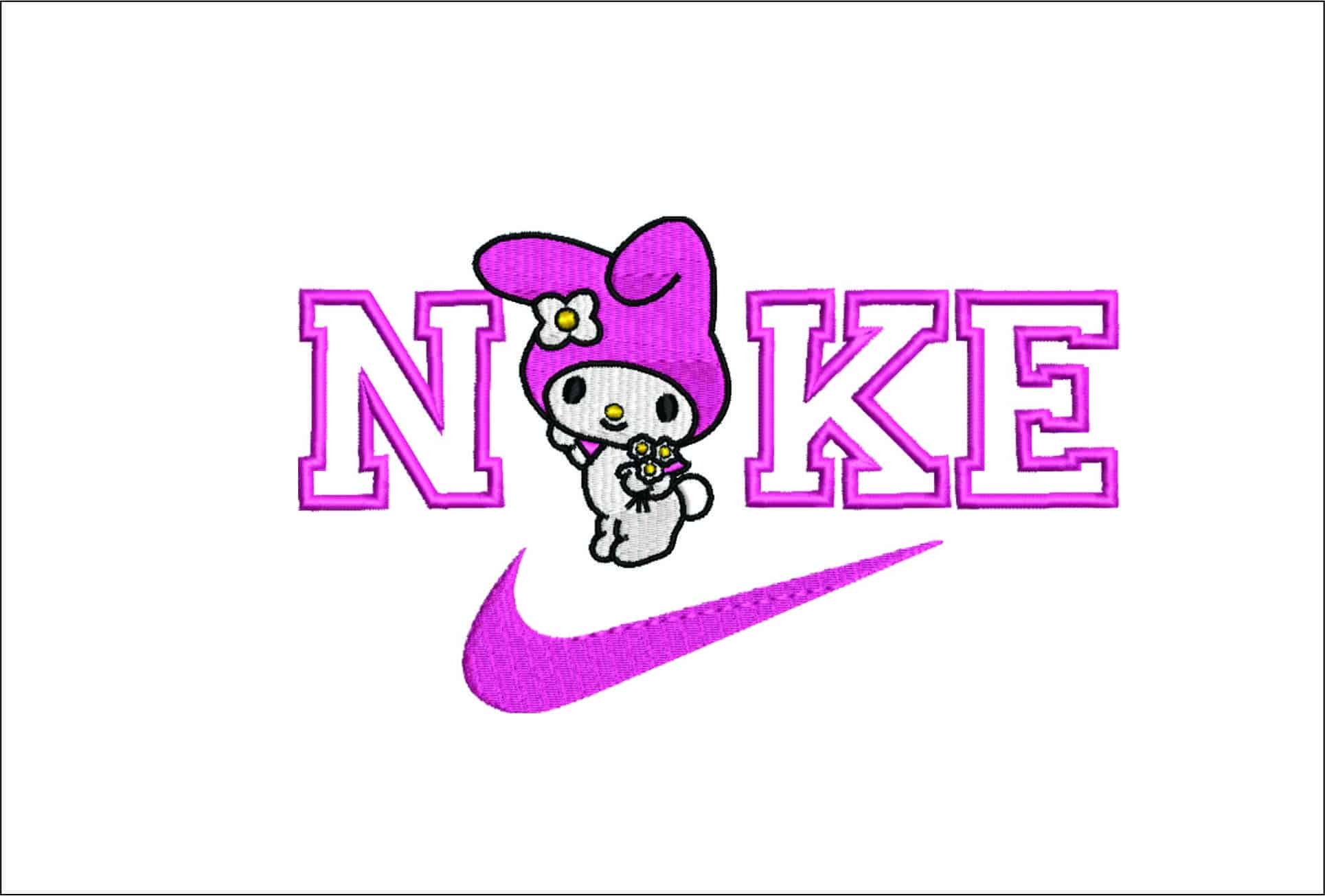 Nike Swoosh My Melody Flowers - Nike embroidery design file - instant download