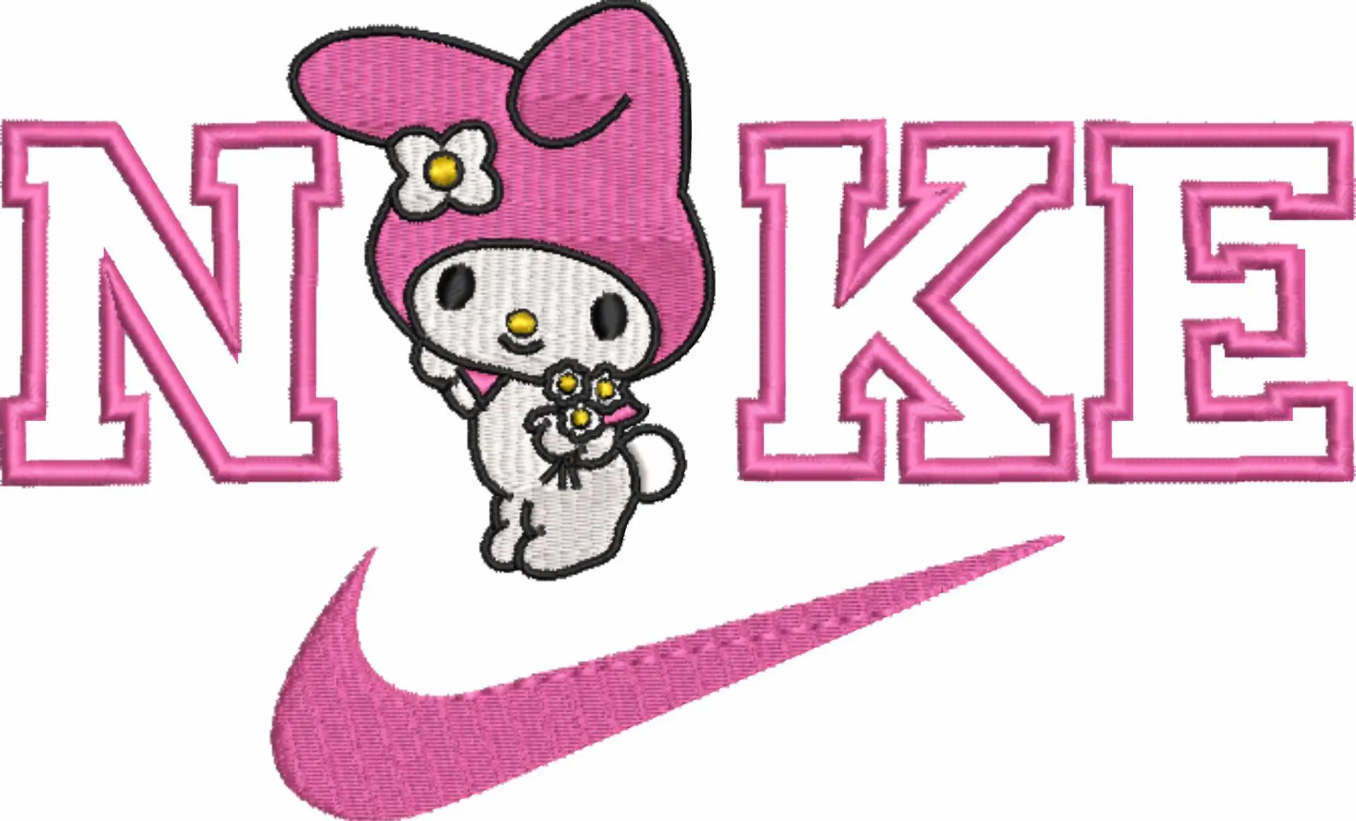 Nike Swoosh My Melody Flowers - Nike embroidery design file - instant download — view 4