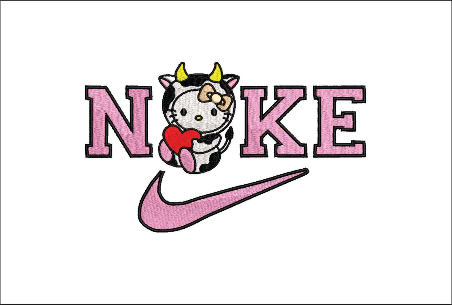 Nike Swoosh My Melody Cow Costume - Nike embroidery design file - instant download