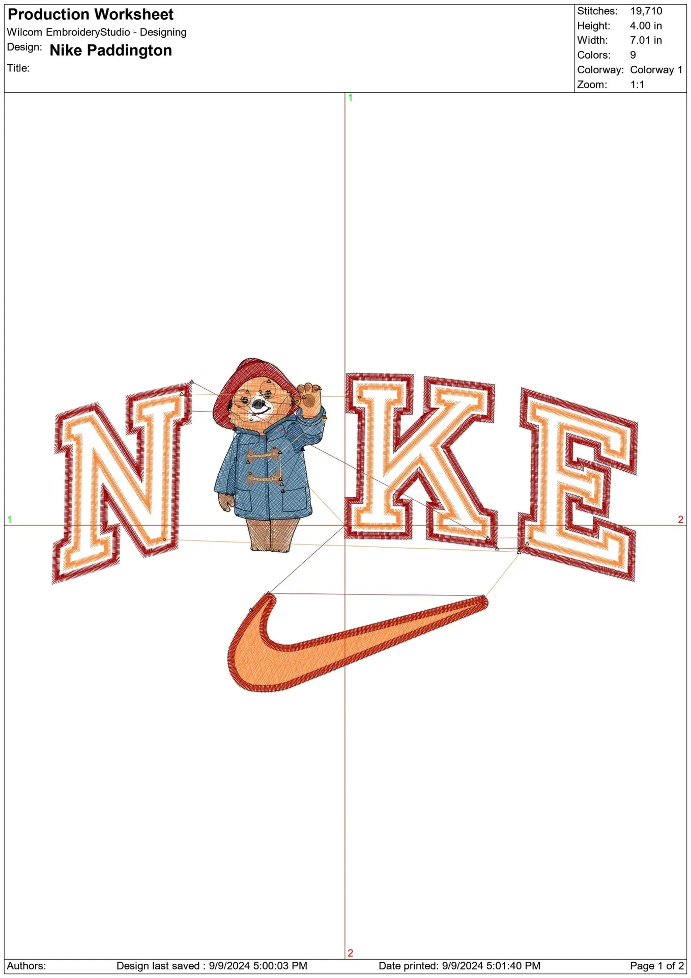 Nike Swoosh Paddington Bear - Nike embroidery design file - instant download — view 2