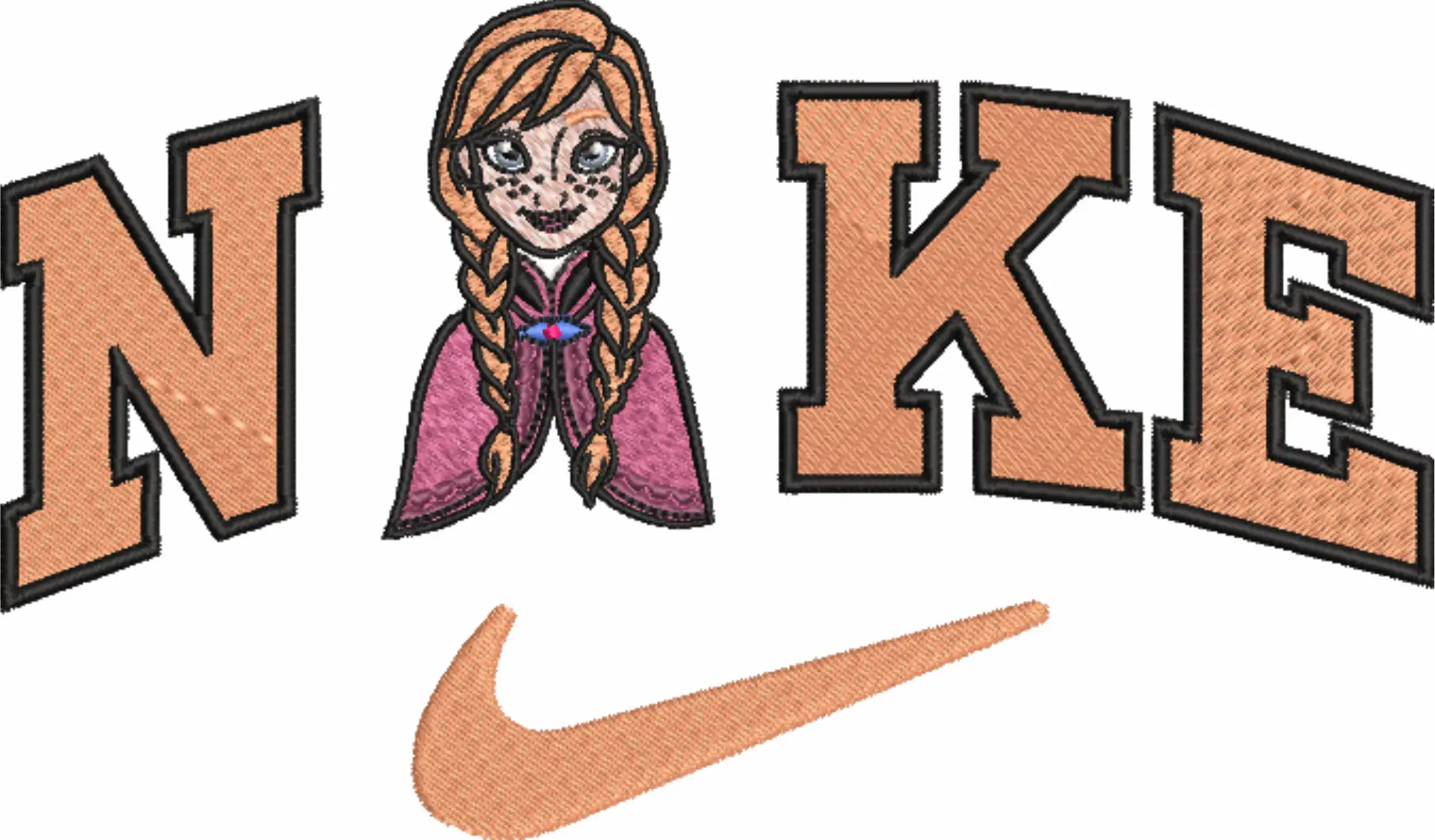 Nike Swoosh Anna Frozen - Nike embroidery design file - instant download — view 4
