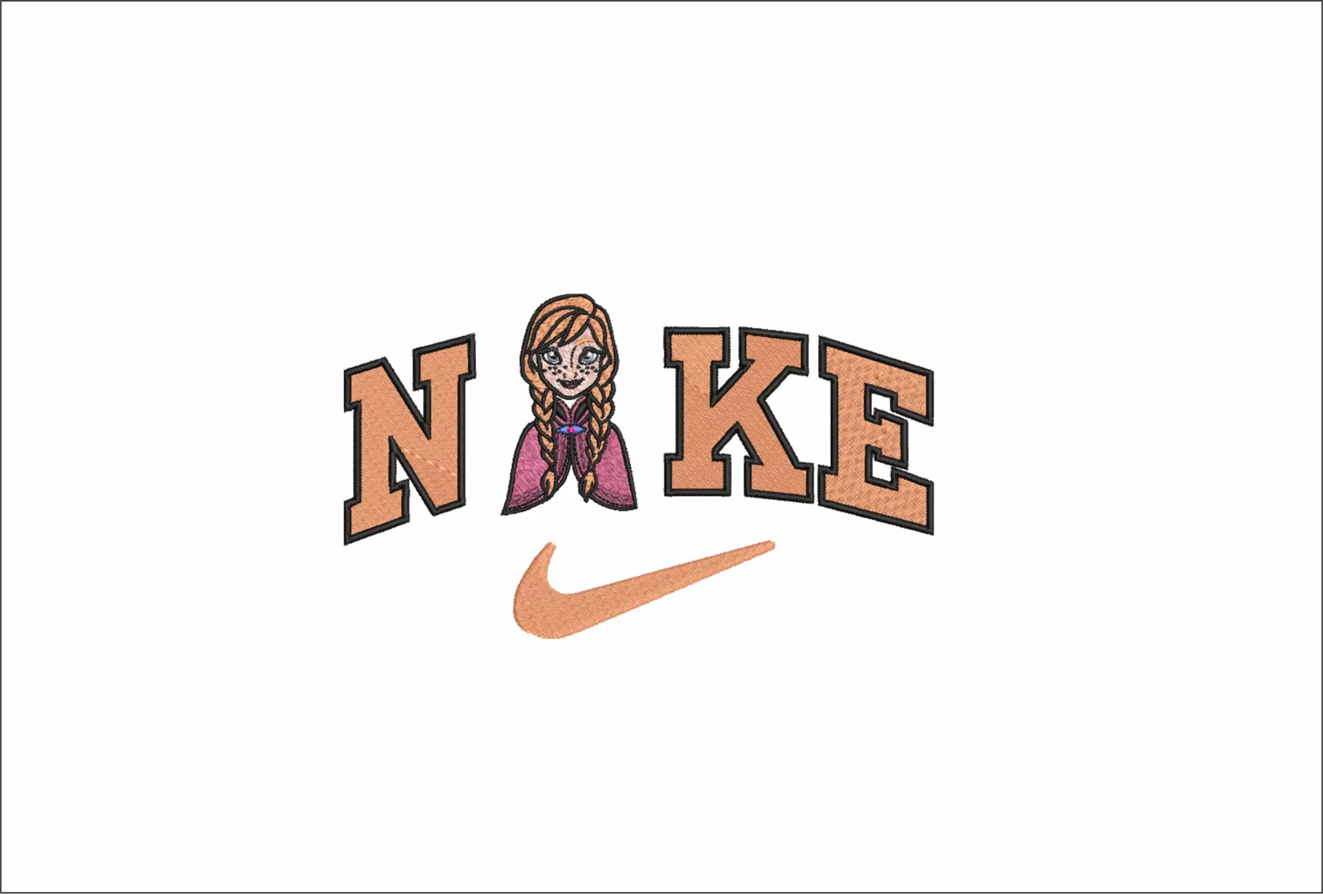 Nike Swoosh Anna Frozen - Nike embroidery design file - instant download