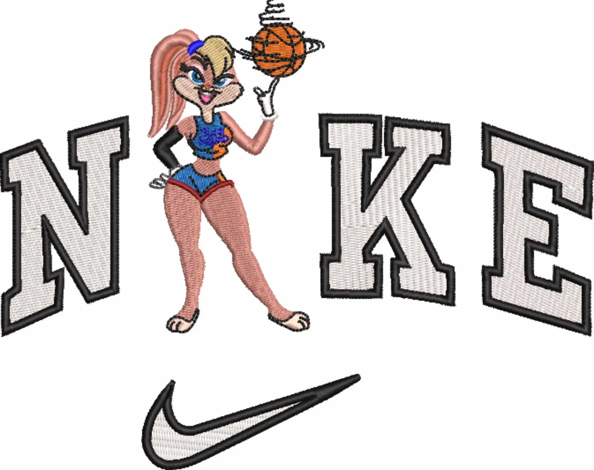 Nike Swoosh Space Jam Ms Buggs Bunny - Nike embroidery design file - instant download — view 4