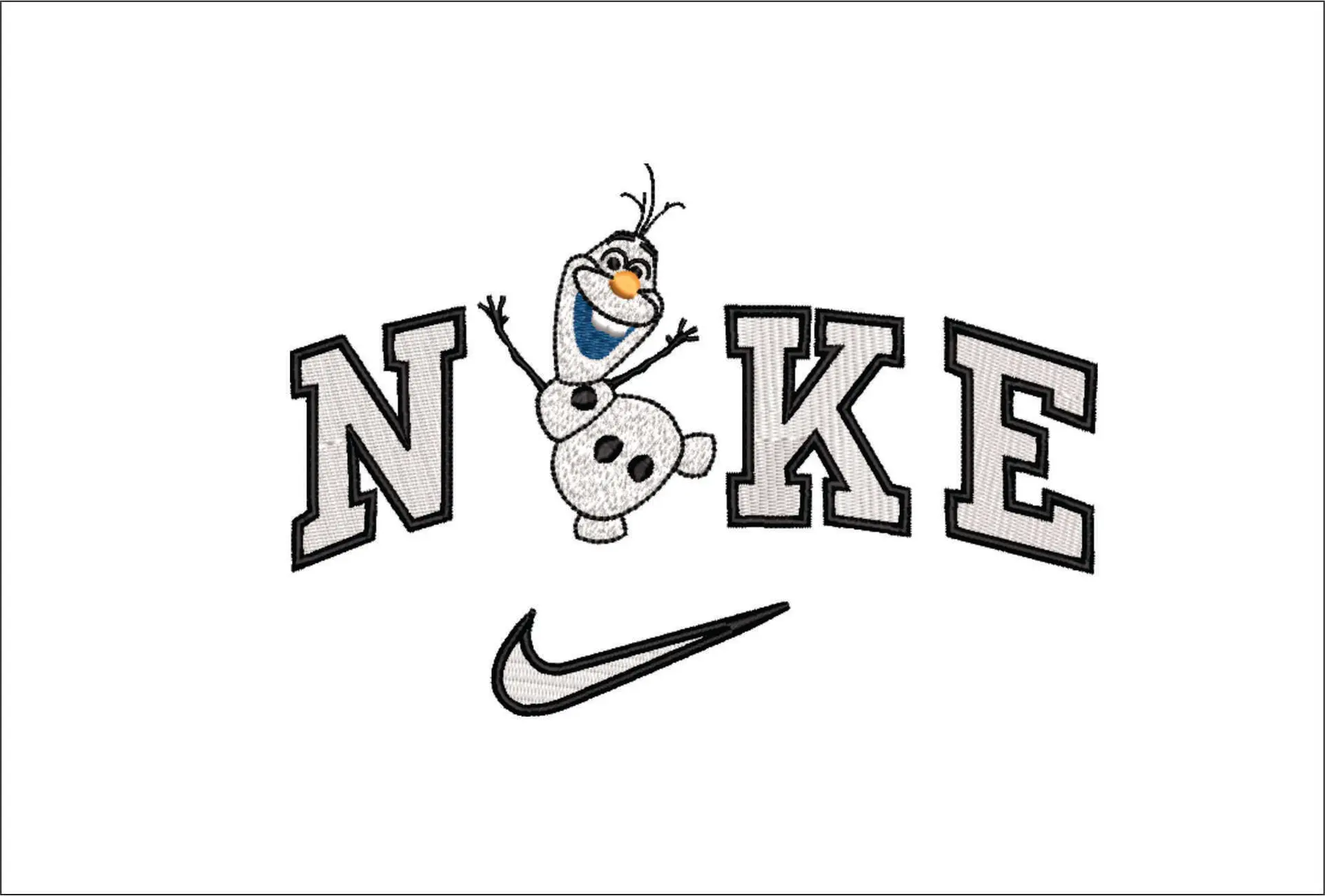 Nike Swoosh Olaf Frozen - Nike embroidery design file - instant download