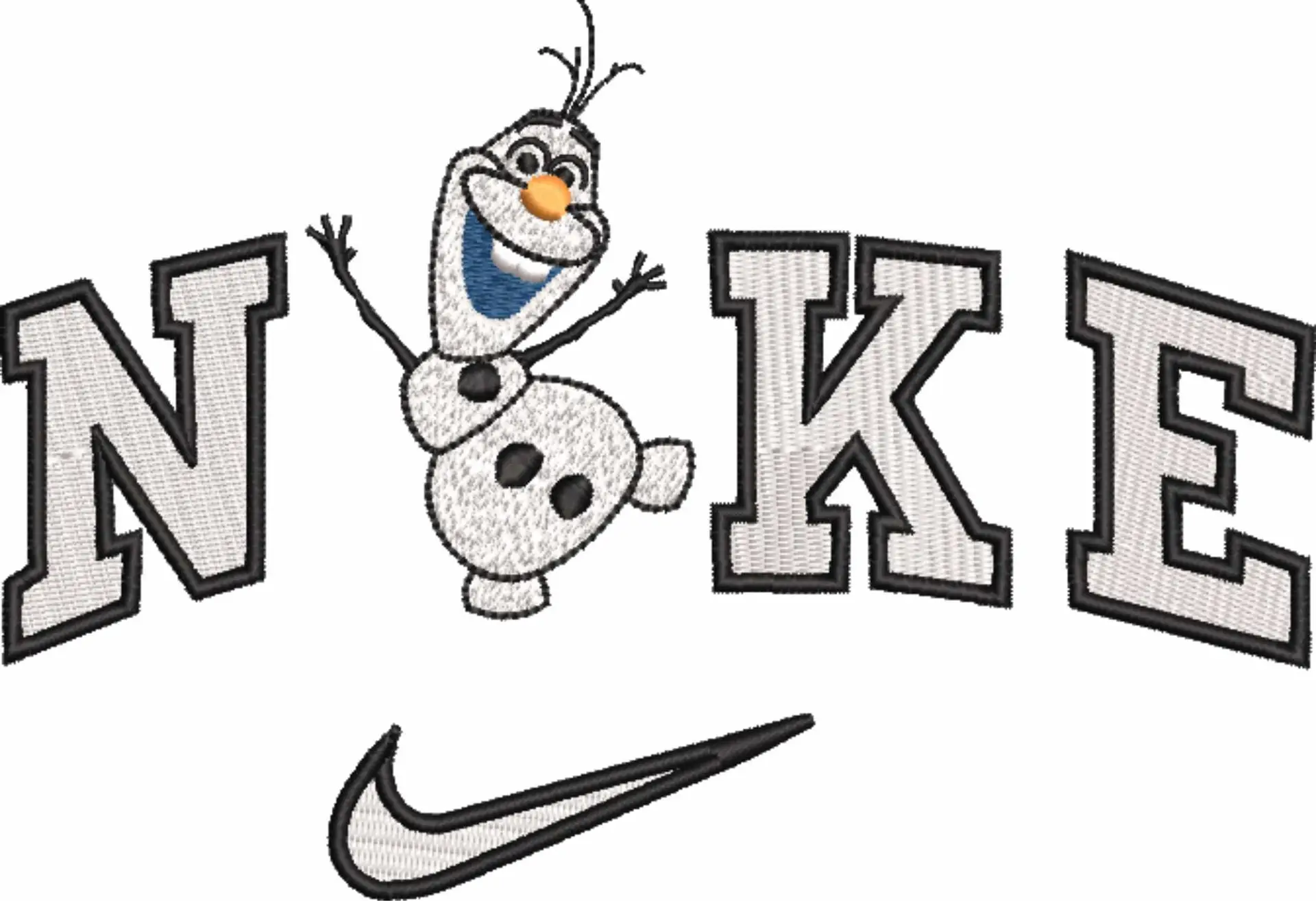 Nike Swoosh Olaf Frozen - Nike embroidery design file - instant download — view 4
