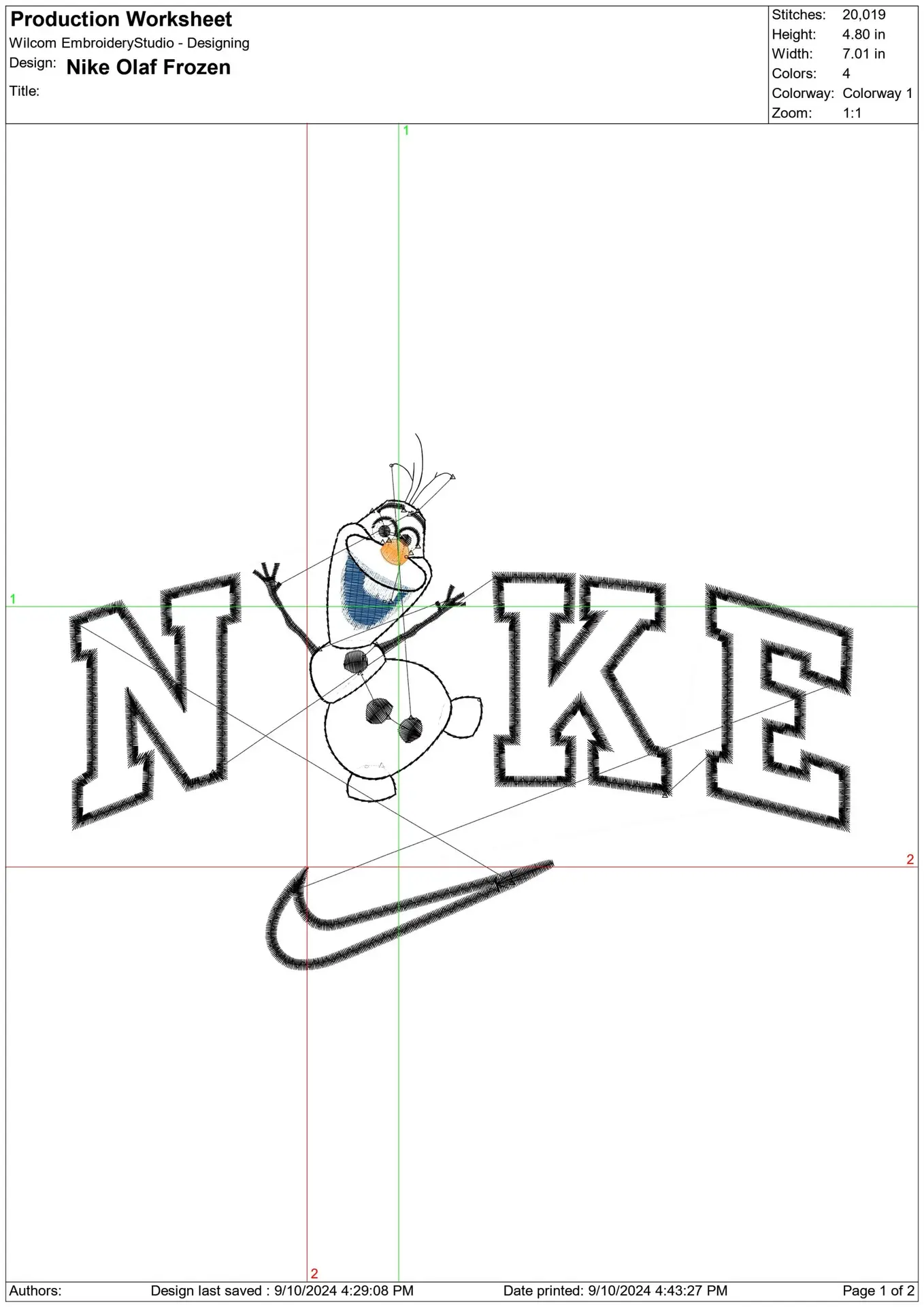 Nike Swoosh Olaf Frozen - Nike embroidery design file - instant download — view 2