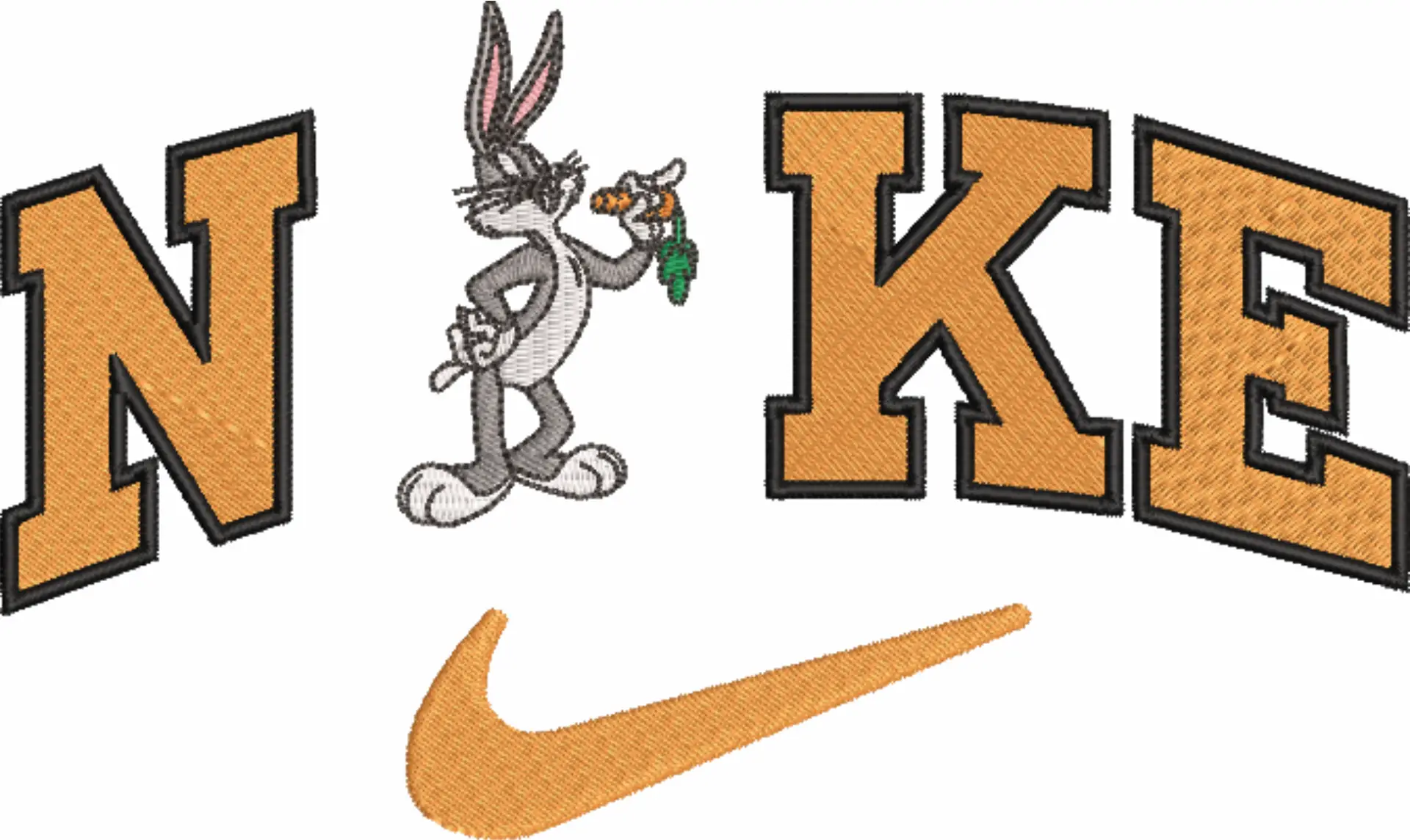 Nike Swoosh Buggs Bunny - Nike embroidery design file - instant download — view 4