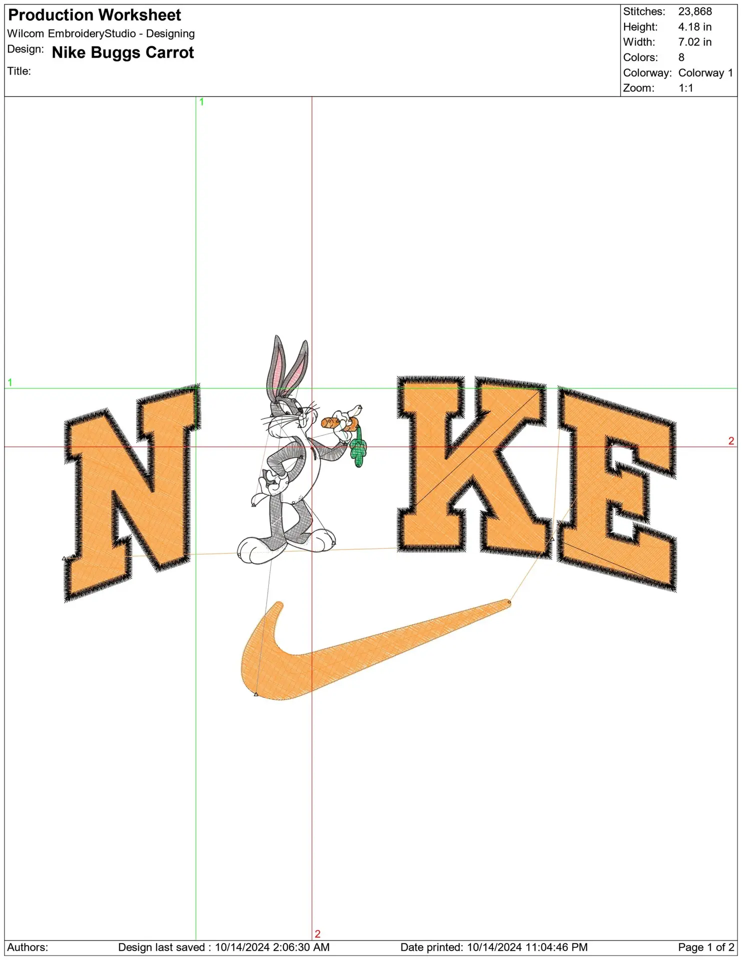 Nike Swoosh Buggs Bunny - Nike embroidery design file - instant download — view 2