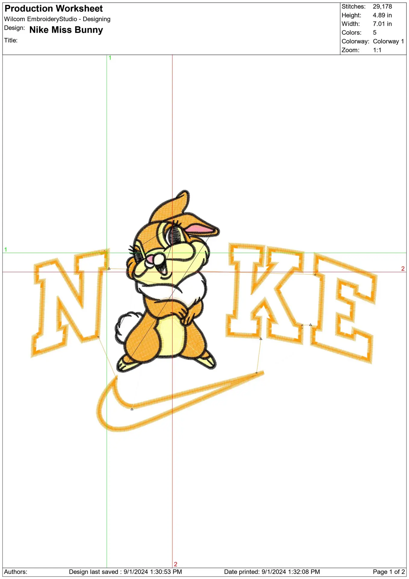 Nike Swoosh Mrs Thumper - Nike Disney Bambi design file - instant download in a frame — view 2