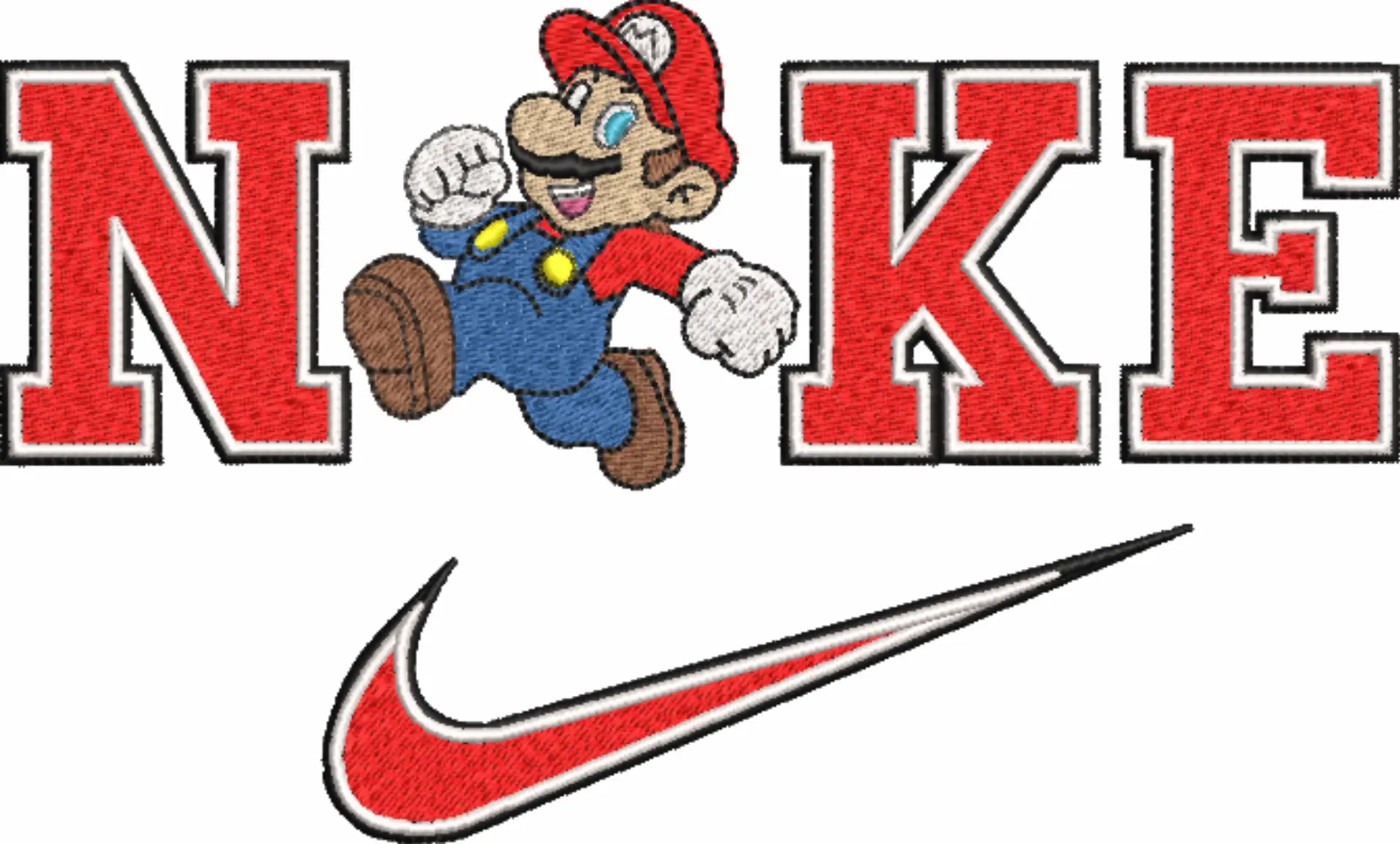 Nike Swoosh Super Mario Run Nintendo - Nike embroidery design file - instant download — view 4