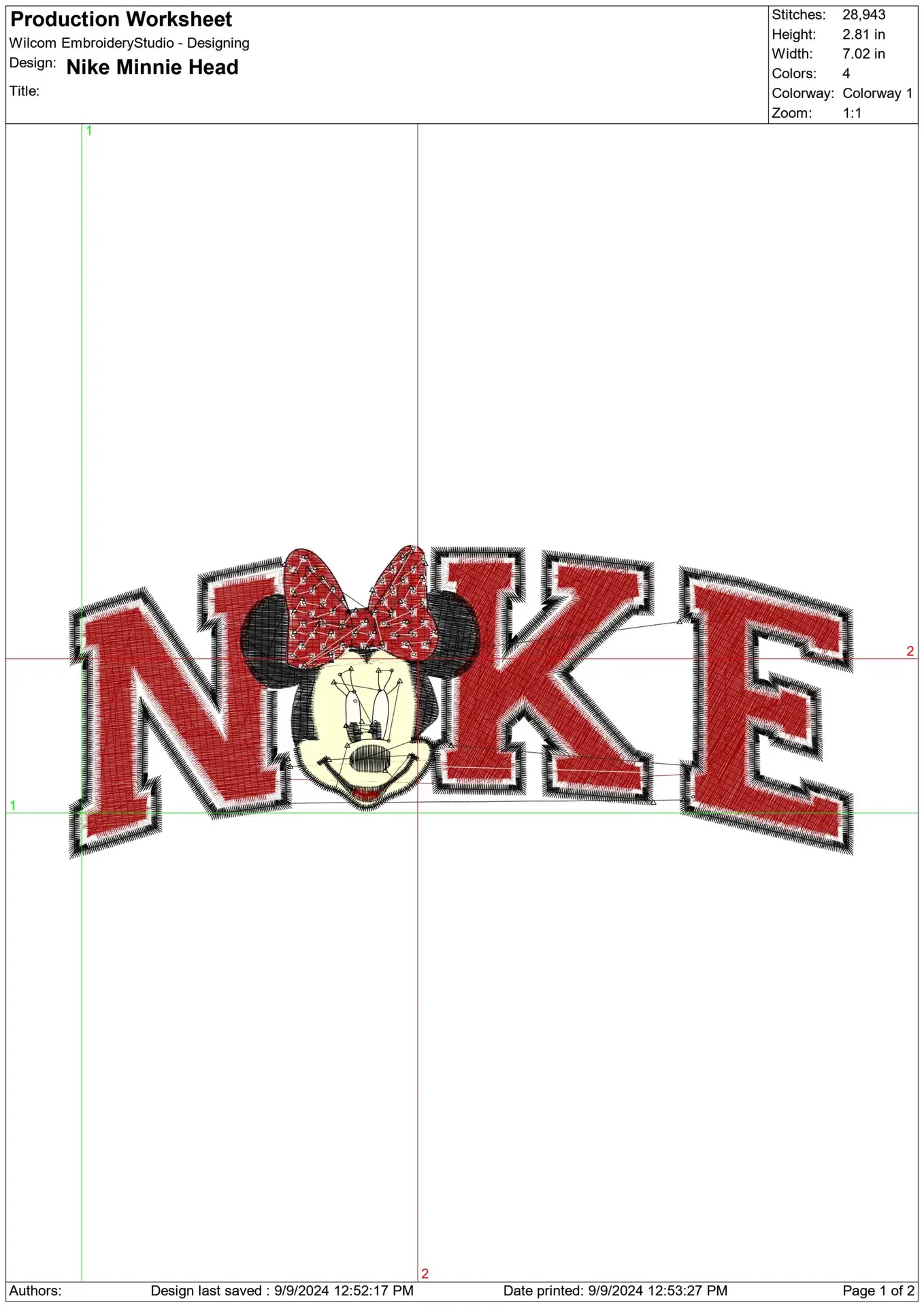 Nike Swoosh Minnie Head Mouse - Xmas embroidery design file - instant download in a frame — view 2