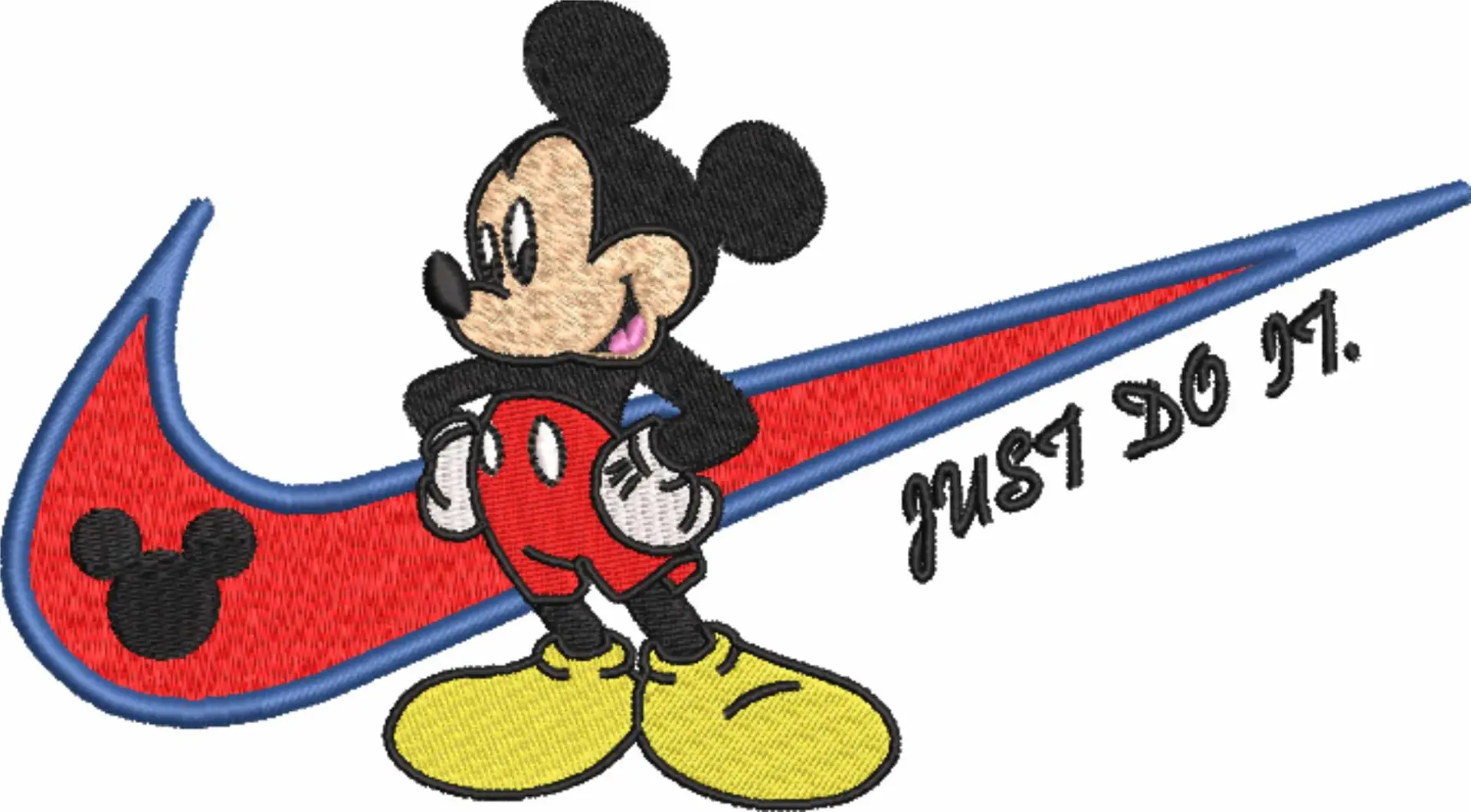Nike Swoosh Mickey Mouse - Just do It - embroidery design file - instant download in a frame — view 4