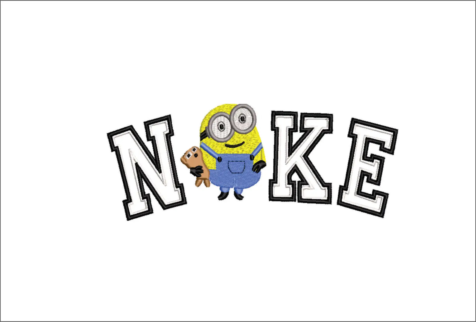Nike Swoosh Minions with Teddy - Nike Despicable Me design file - instant download in a frame
