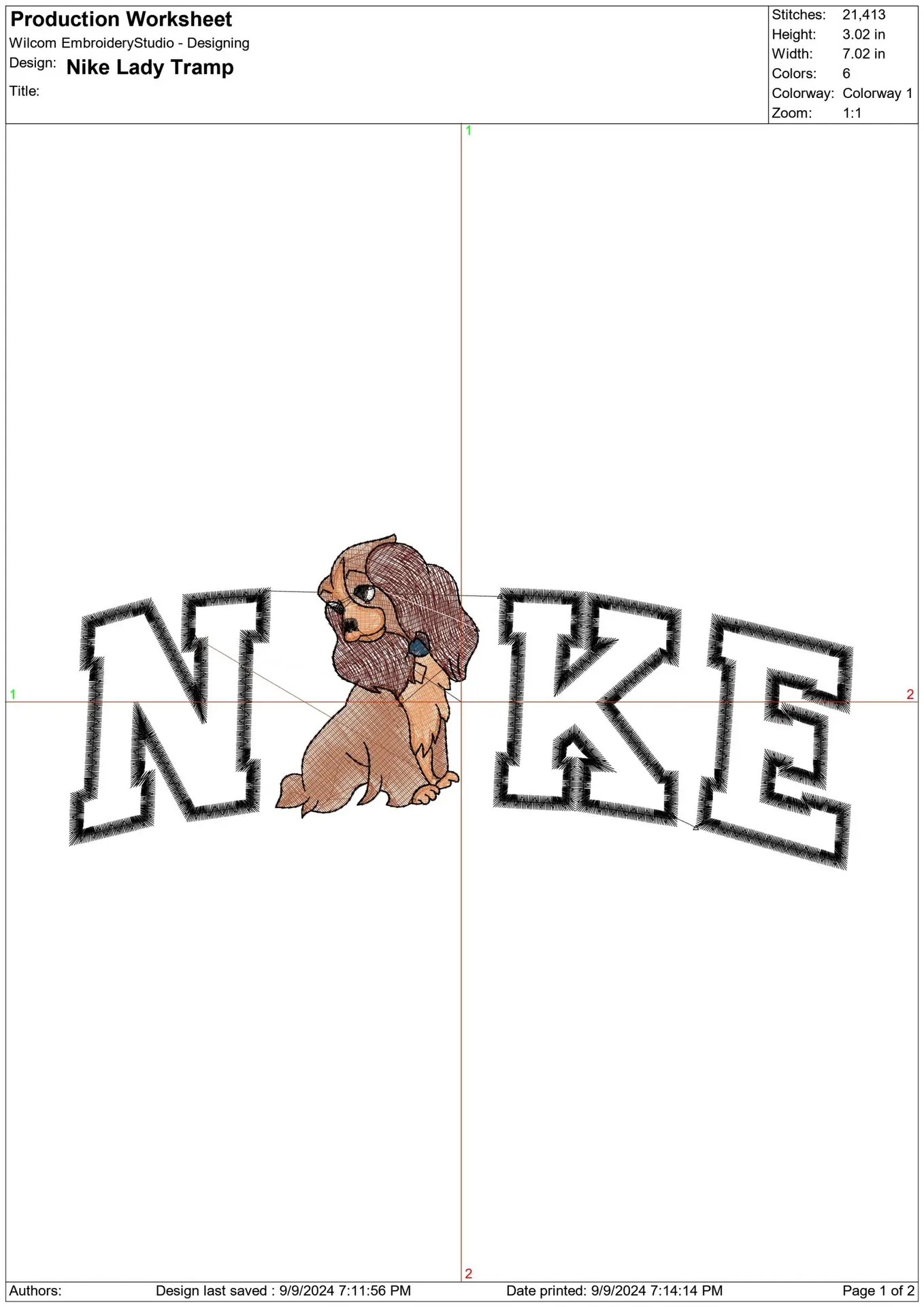 Nike Swoosh Lady and the Tramp - Disney embroidery design file - instant download — view 2