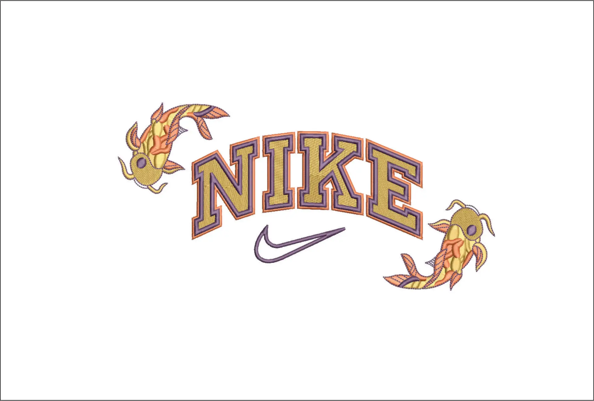 Nike Swoosh Koi Ying Yang - Nike embroidery design file - instant download