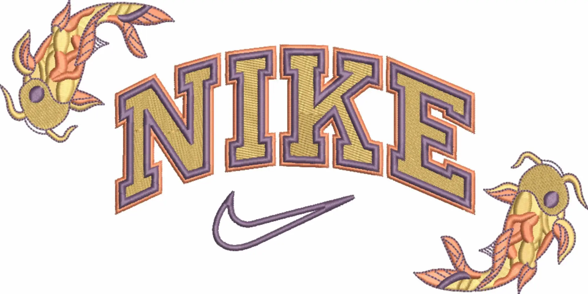 Nike Swoosh Koi Ying Yang - Nike embroidery design file - instant download — view 4