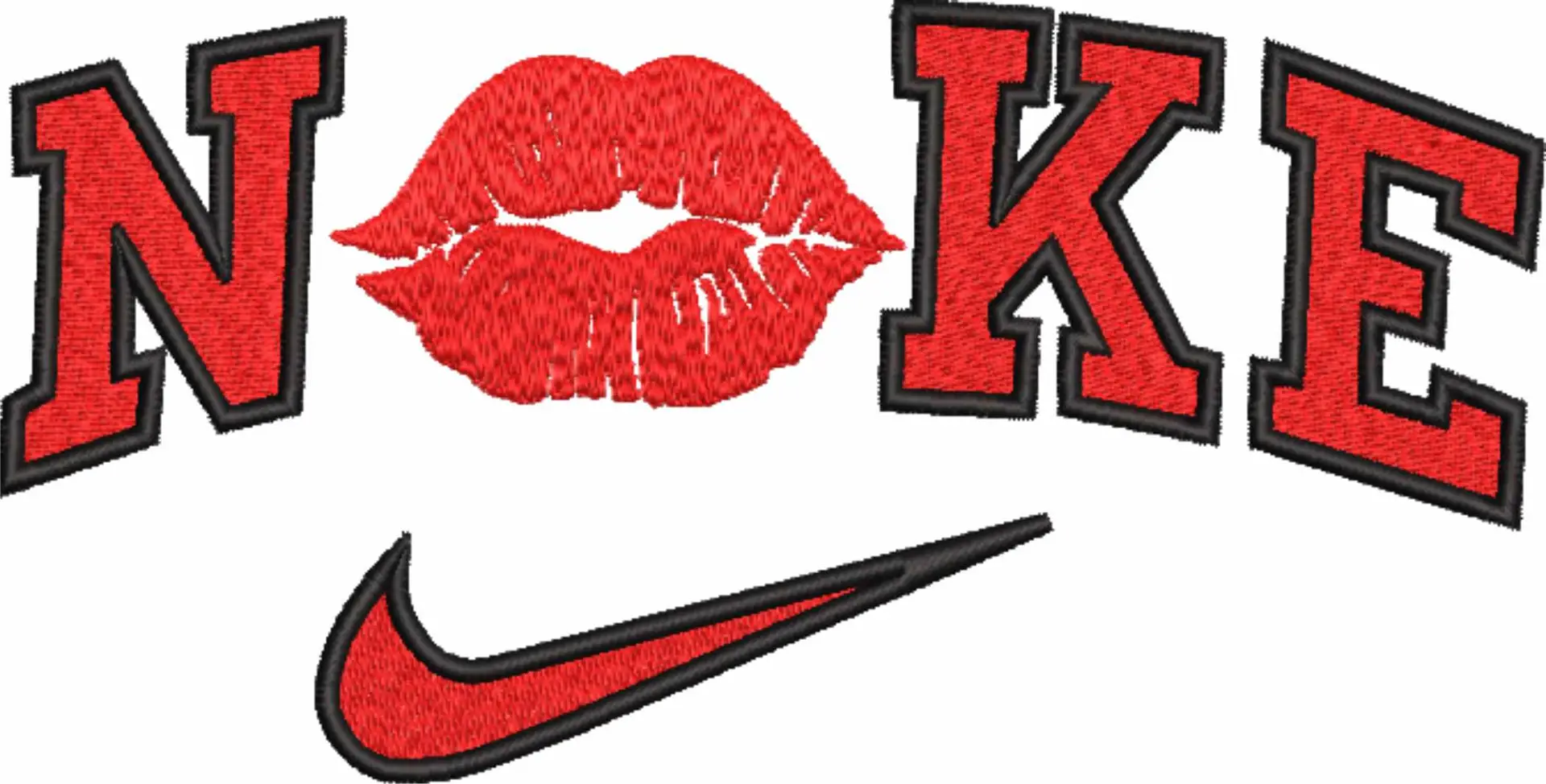 Nike Swoosh Lips Kiss - Nike embroidery design file - instant download — view 4