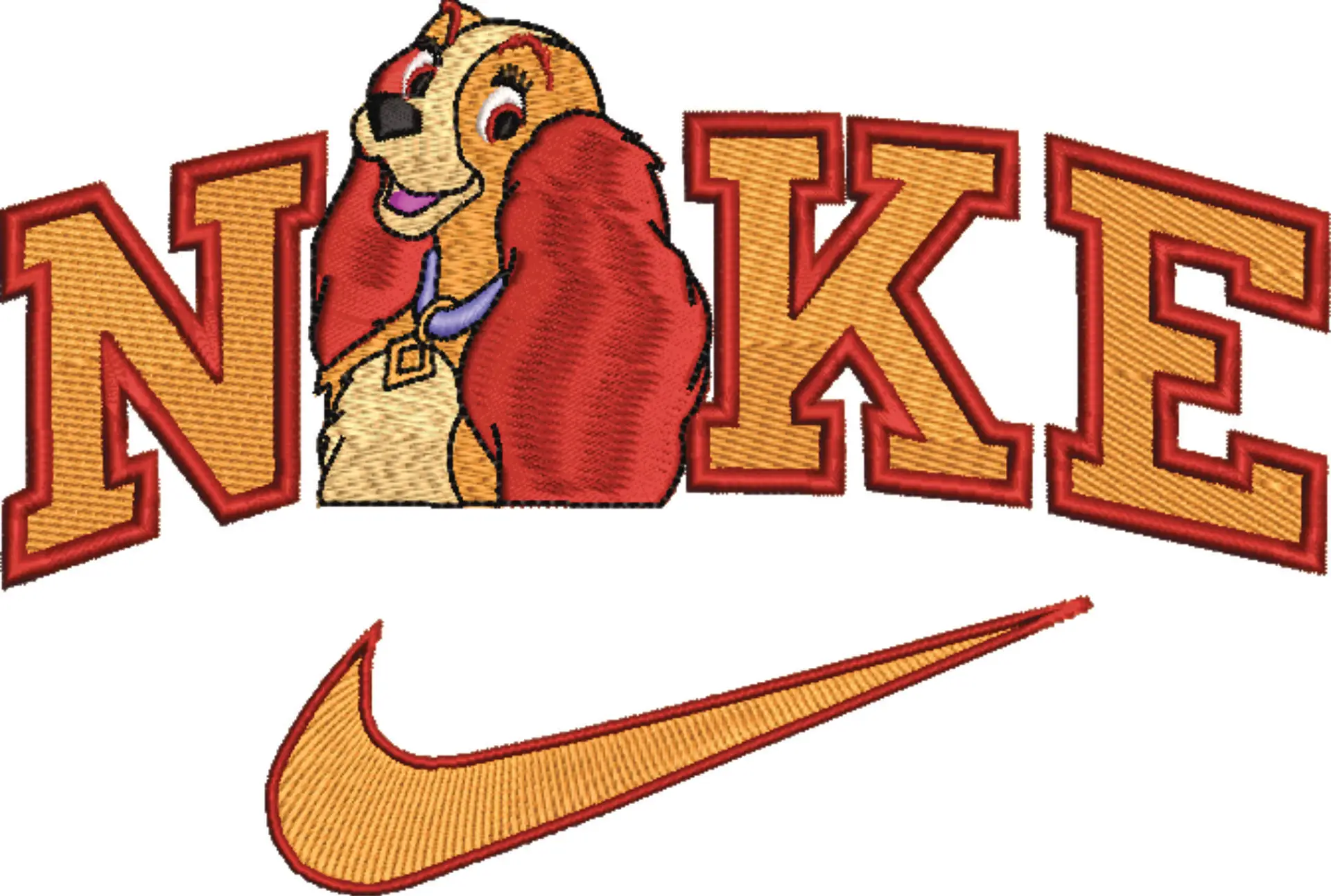 Nike Swoosh Lady and the Tramp - Disney embroidery design file - instant download — view 4