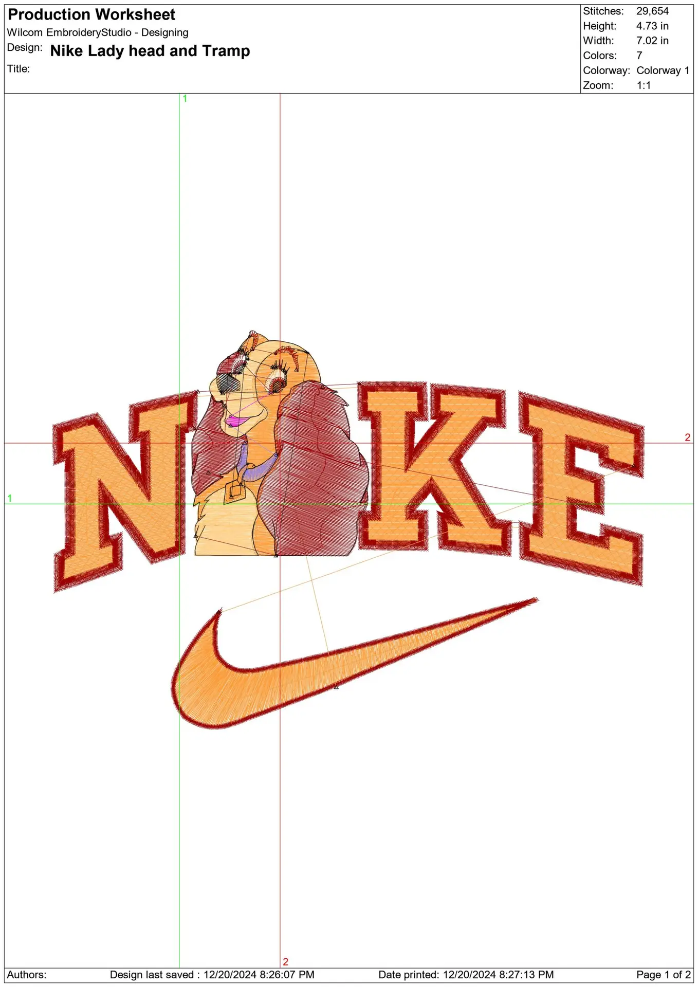 Nike Swoosh Lady and the Tramp - Disney embroidery design file - instant download — view 3