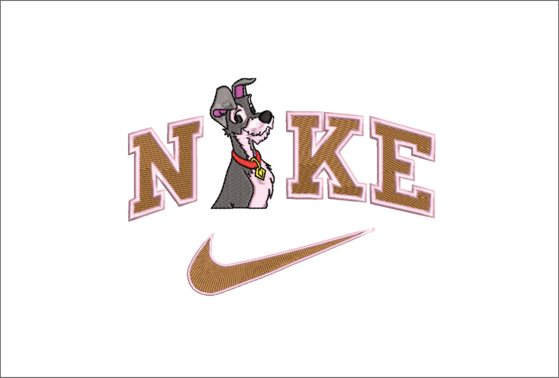 Nike Swoosh Tramp - Lady and the Tramp - Disney embroidery design file - instant download