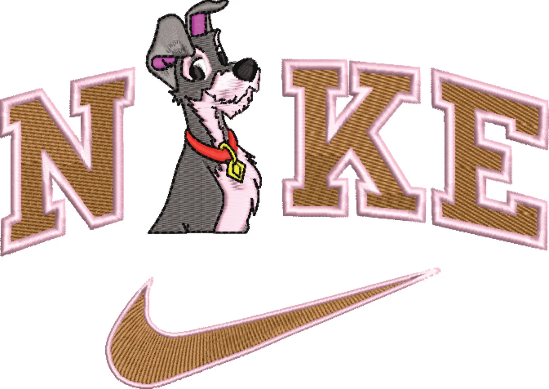 Nike Swoosh Tramp - Lady and the Tramp - Disney embroidery design file - instant download — view 4