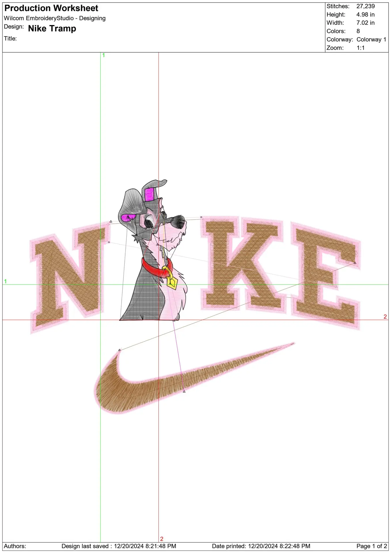 Nike Swoosh Tramp - Lady and the Tramp - Disney embroidery design file - instant download — view 2
