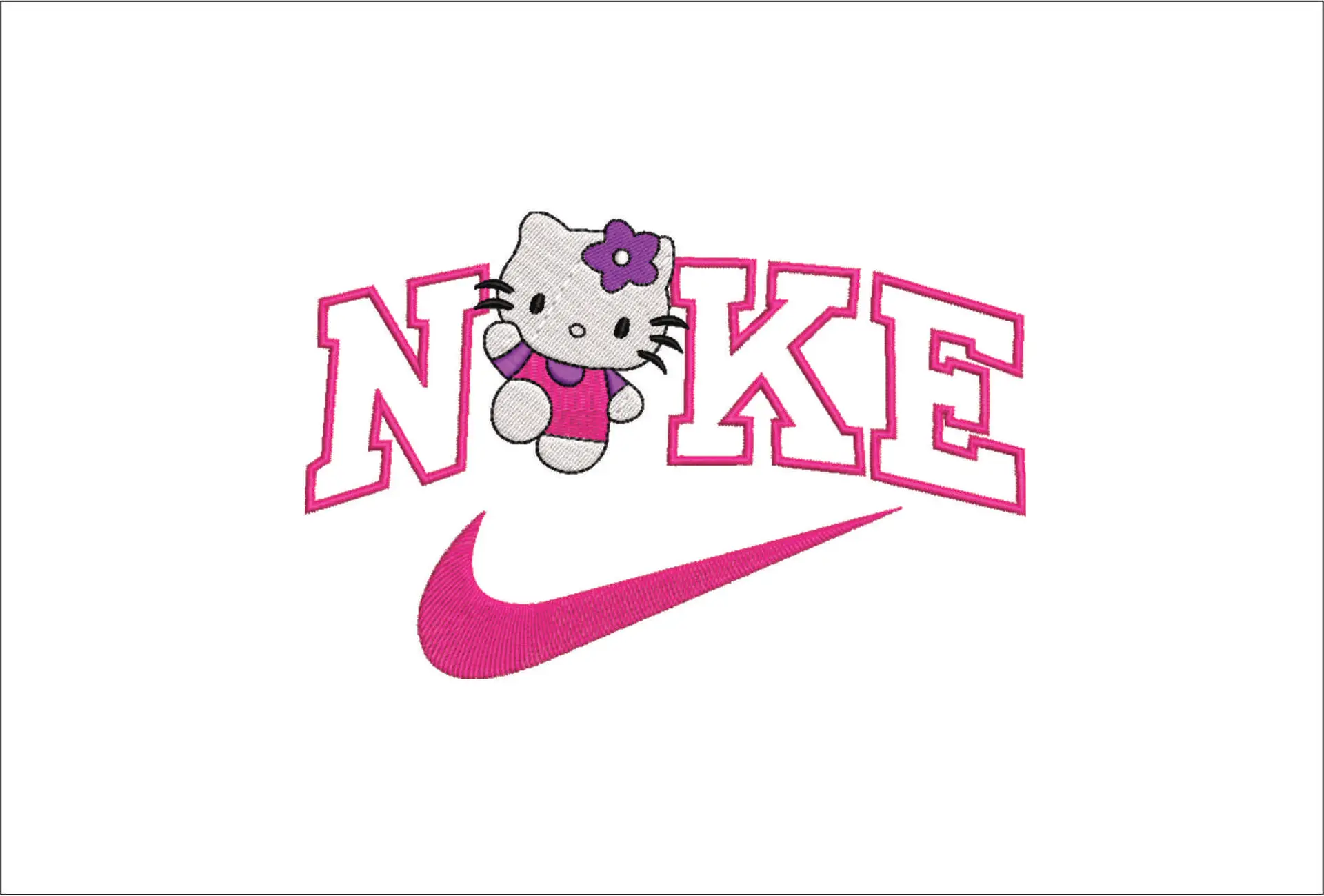 Nike Swoosh Hello Kitty - embroidery design file - instant download